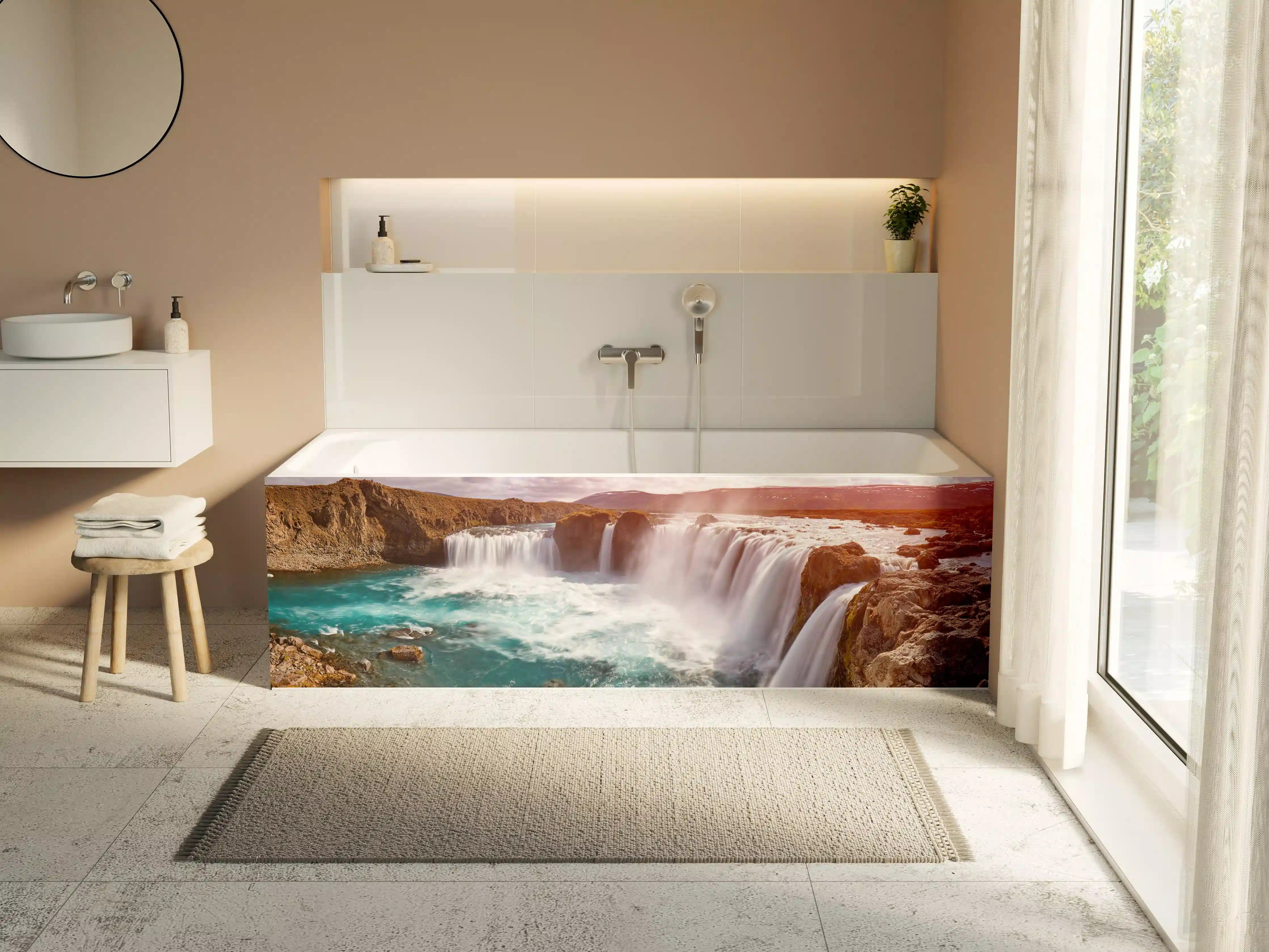Badewannen-Rückwand - Panorama des Goldenen Rings von Island - Vintage