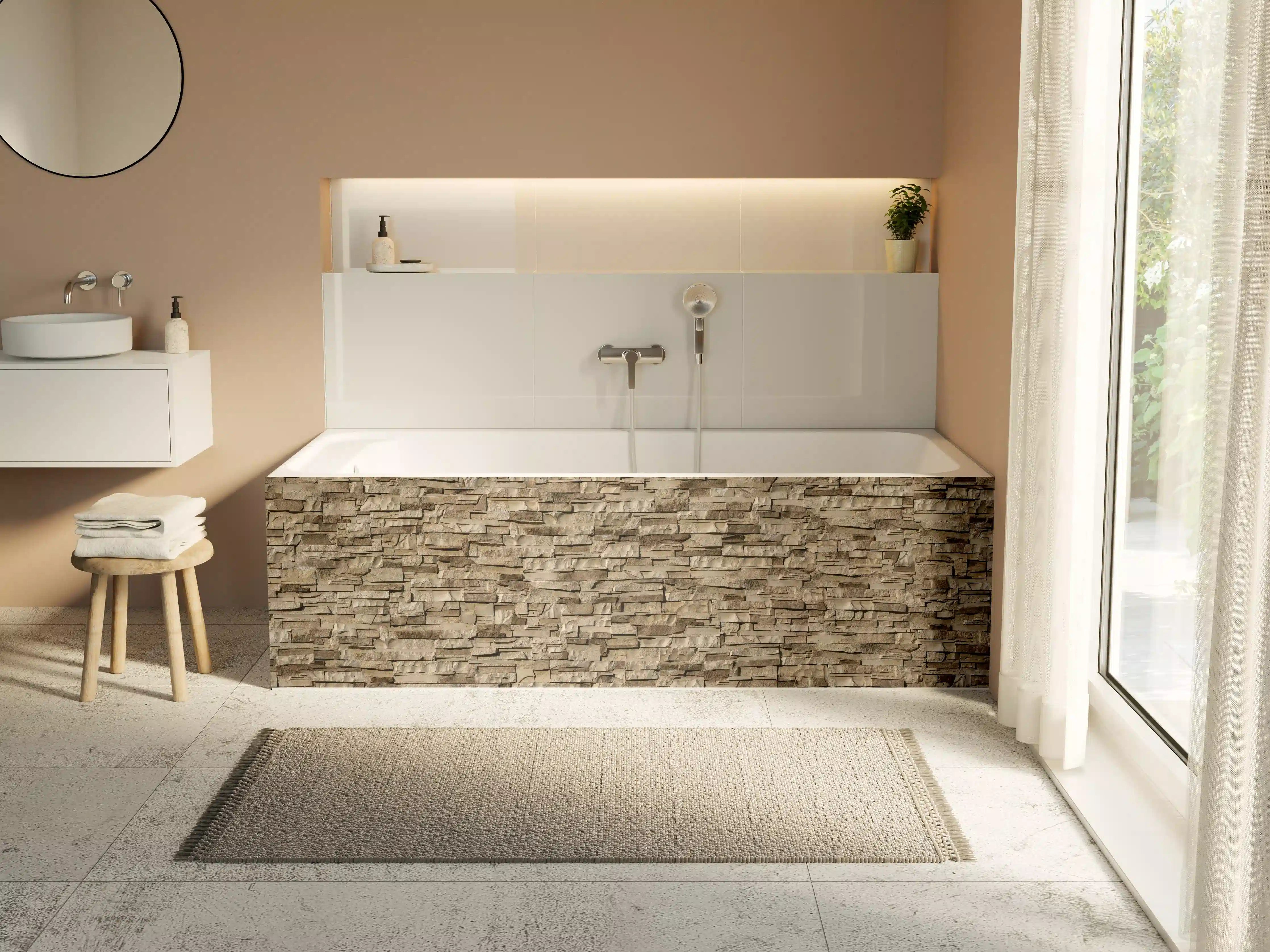 Badewannen-Rückwand - Panorama nahtlose Textur von Klinkerfliesen