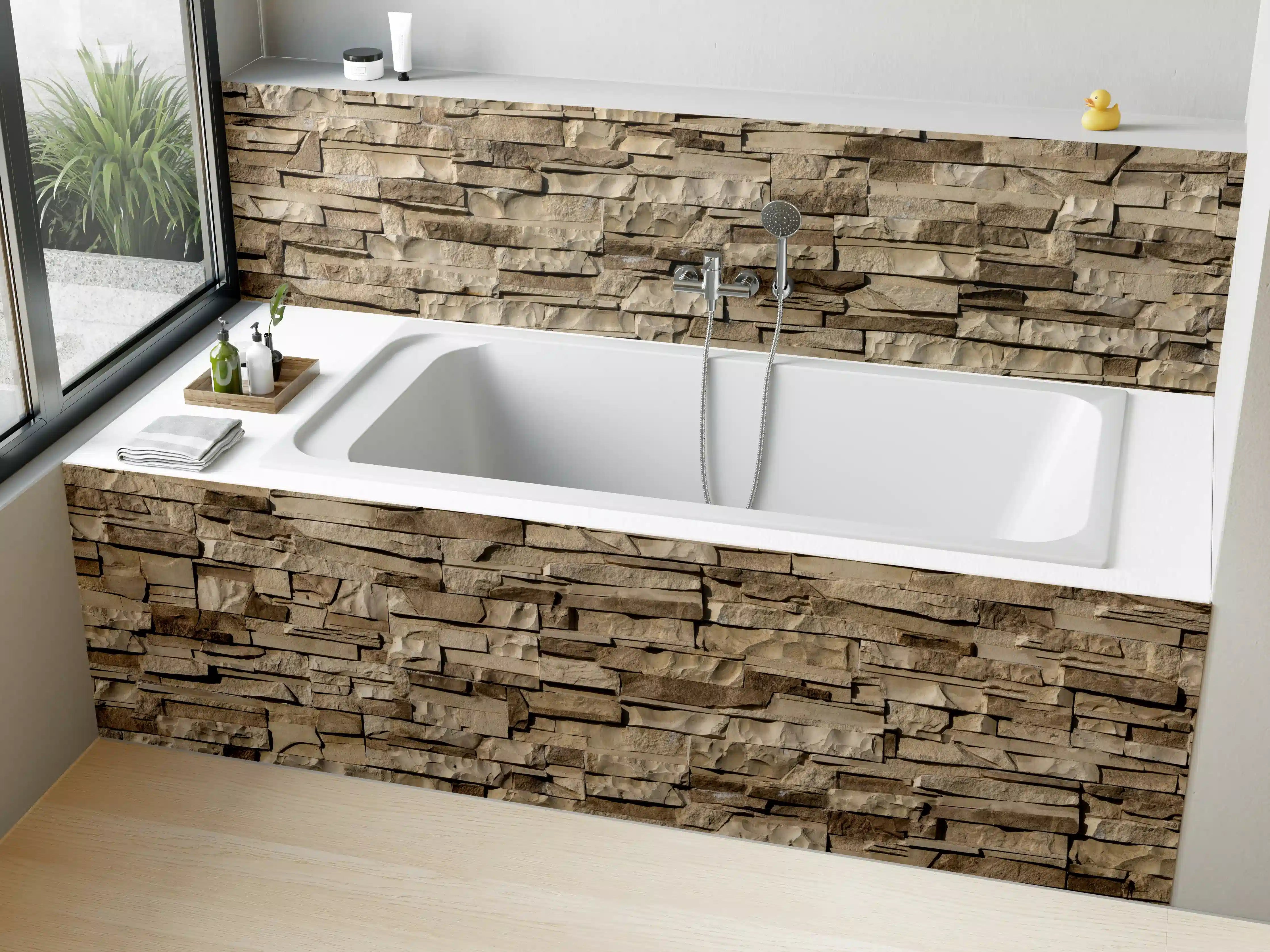 Badewannen-Rückwand - Panorama nahtlose Textur von Klinkerfliesen