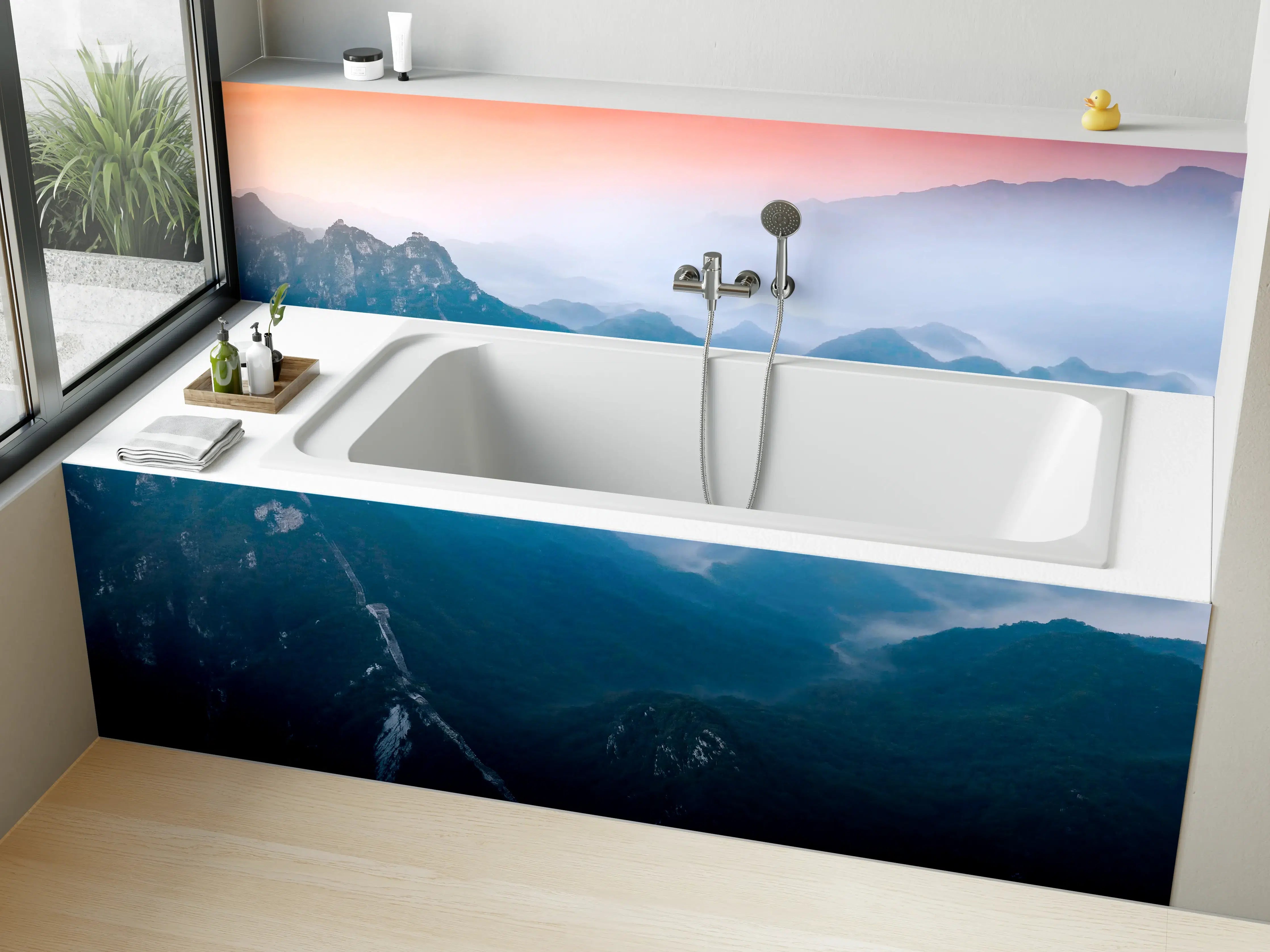 Badewannen-Rückwand - Panoramablick auf Berge