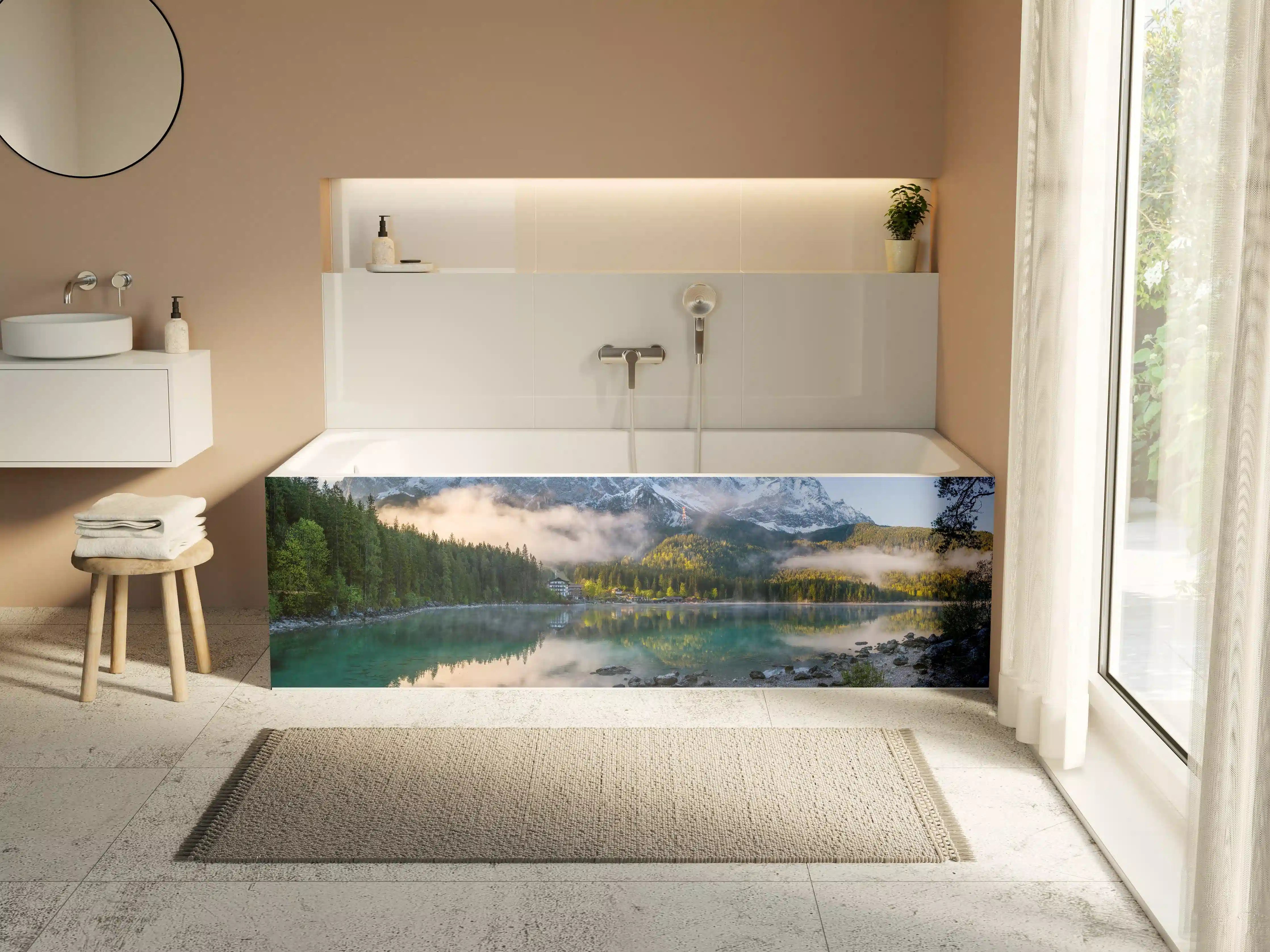Badewannen-Rückwand - Panoramablick auf die Zugspitze