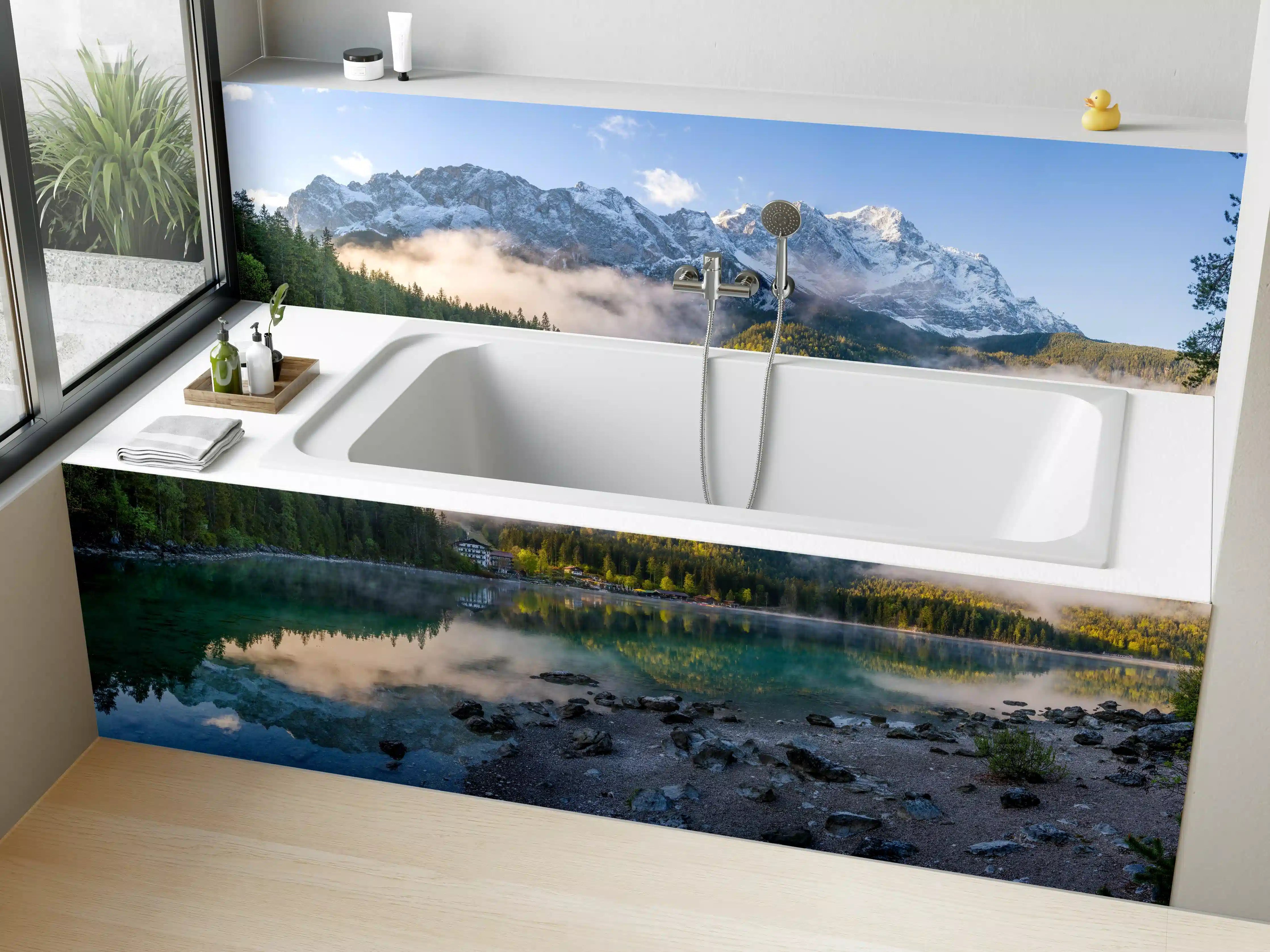 Badewannen-Rückwand - Panoramablick auf die Zugspitze