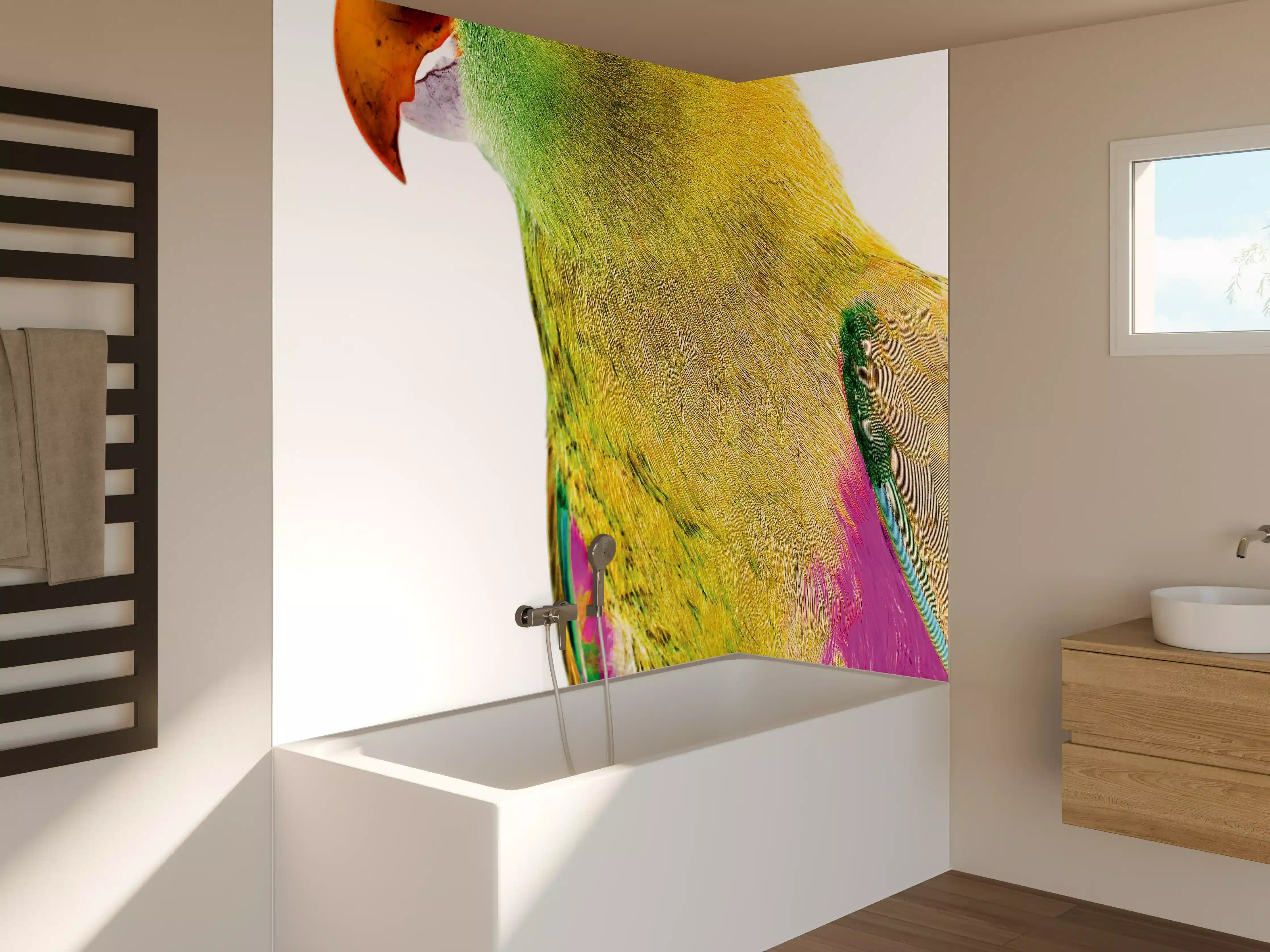 Badewannen-Rückwand - Papagei - Nahaufnahme