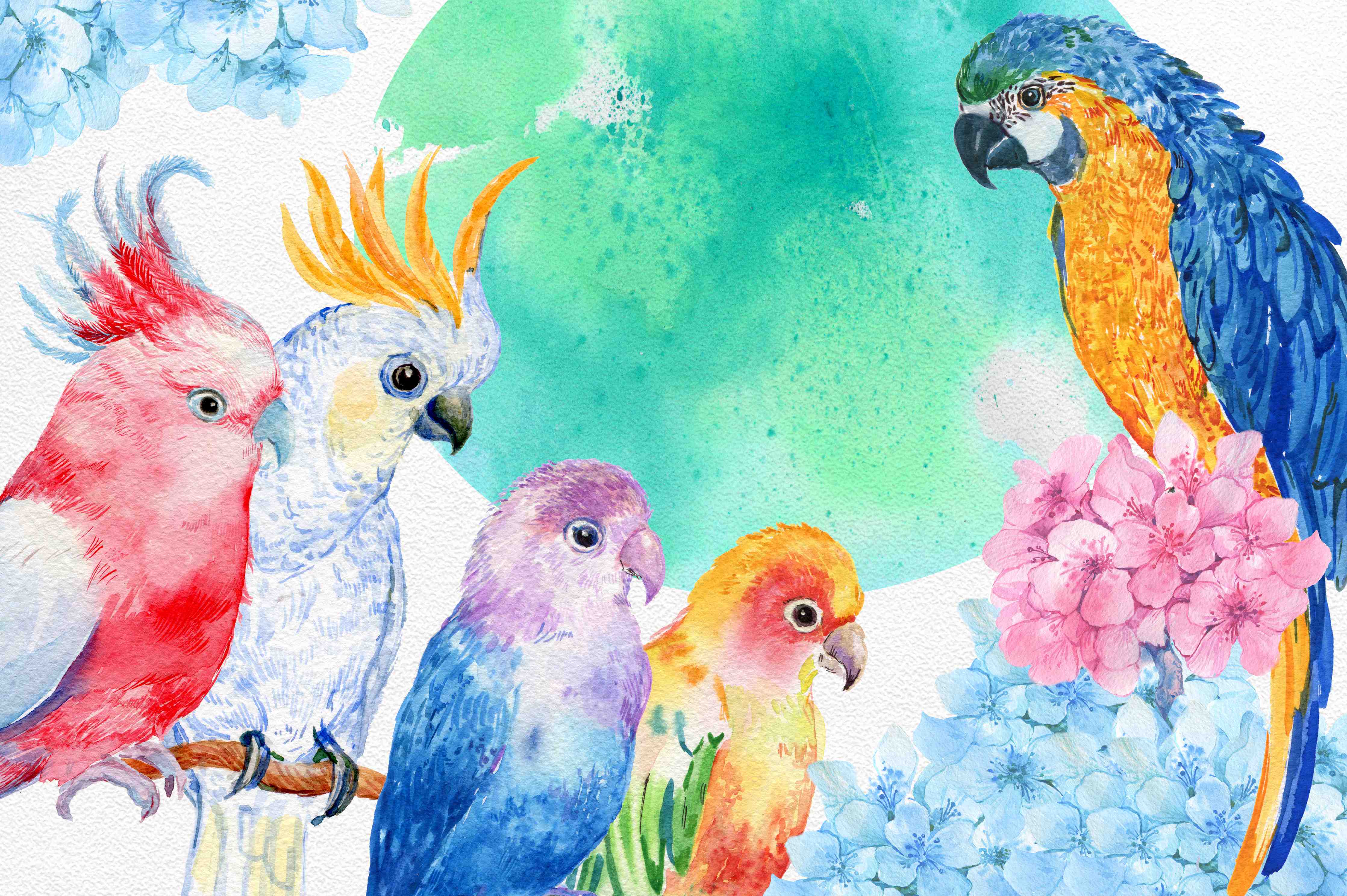 Badewannen-Rückwand-Papagei Aquarell - exotisch