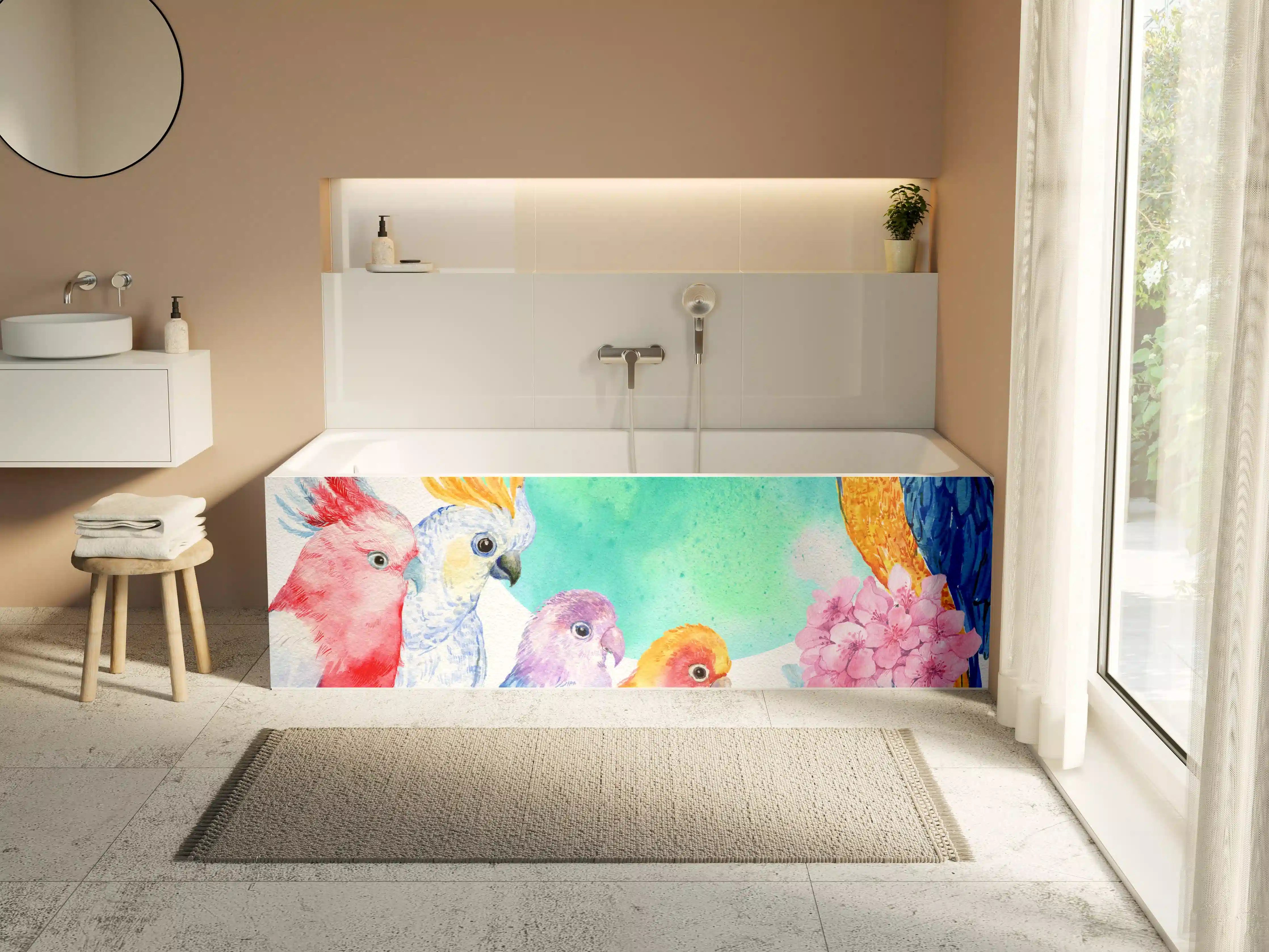 Badewannen-Rückwand - Papagei Aquarell - exotisch
