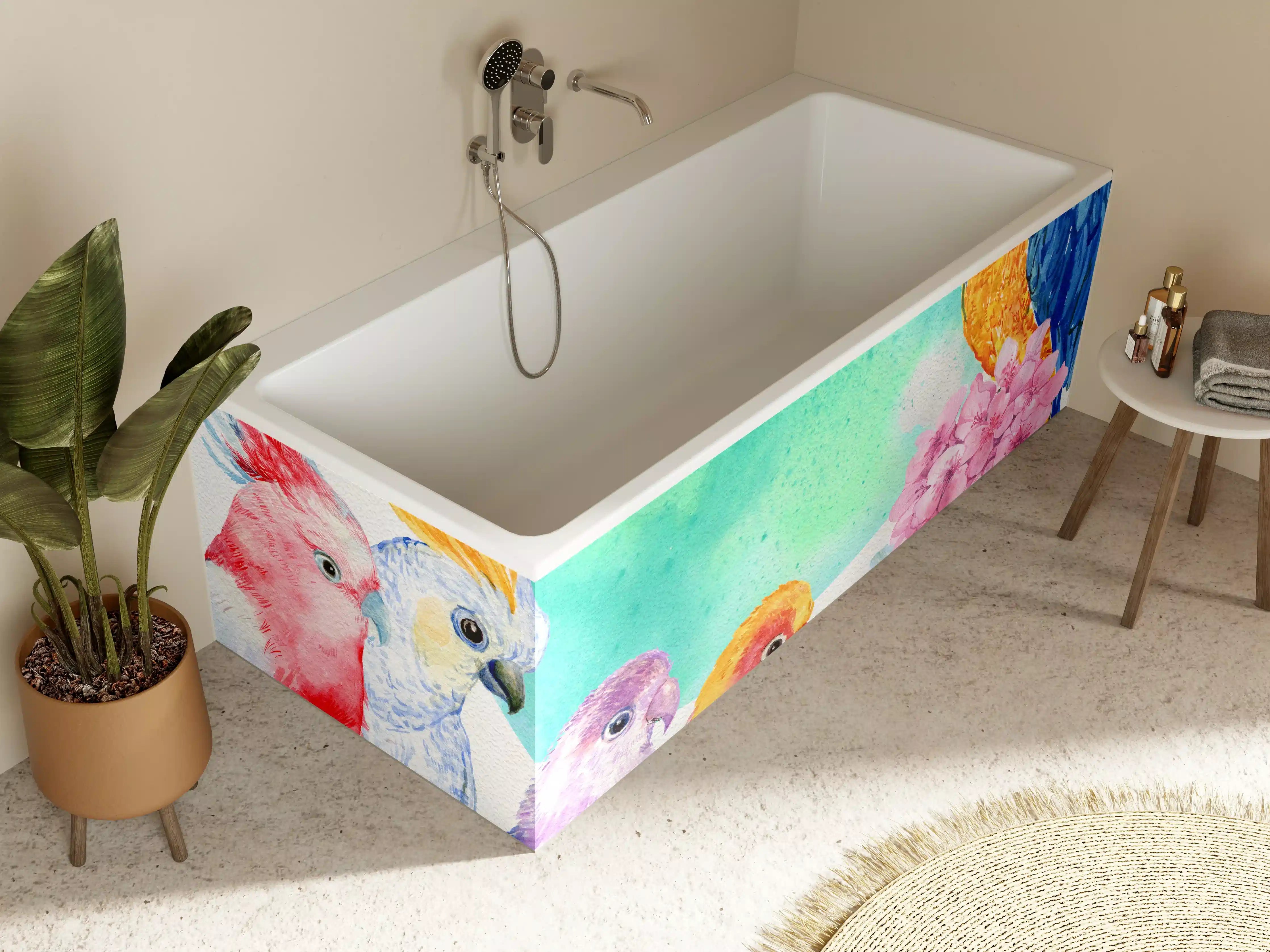 Badewannen-Rückwand - Papagei Aquarell - exotisch