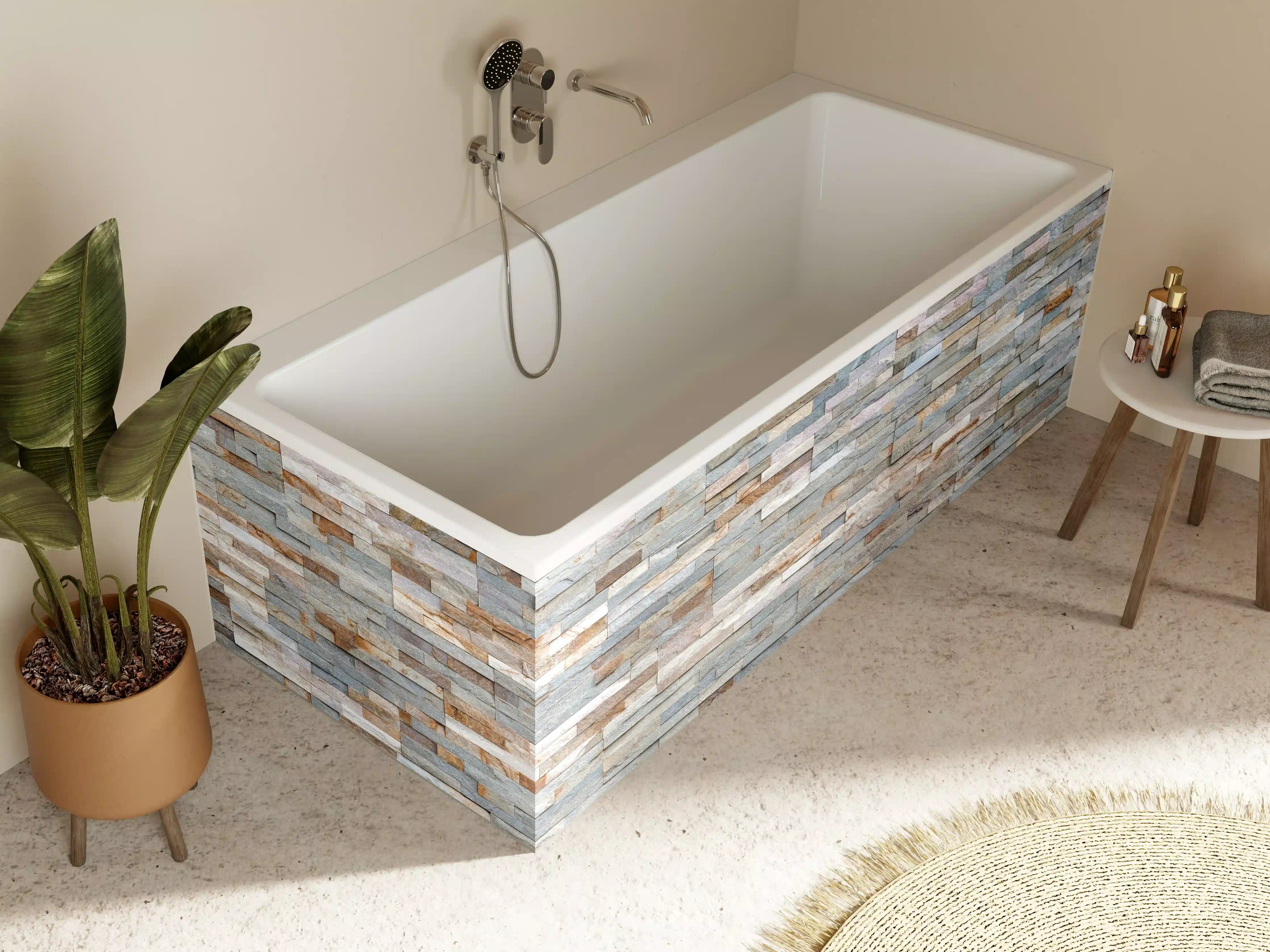 Badewannen-Rückwand - Pastellfarbige Schieferstein Textur