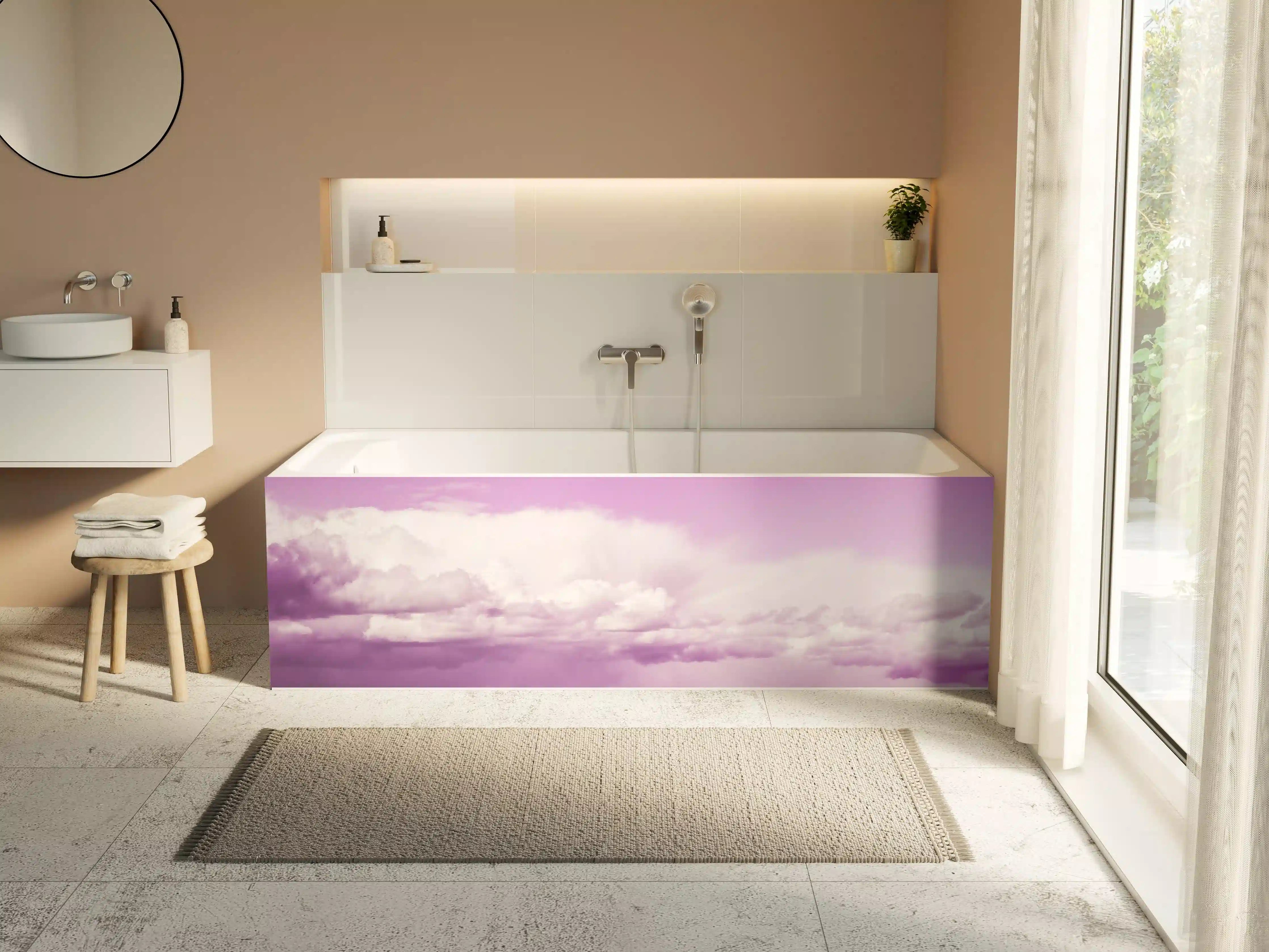 Badewannen-Rückwand - Pastellrosa Himmelspanorama