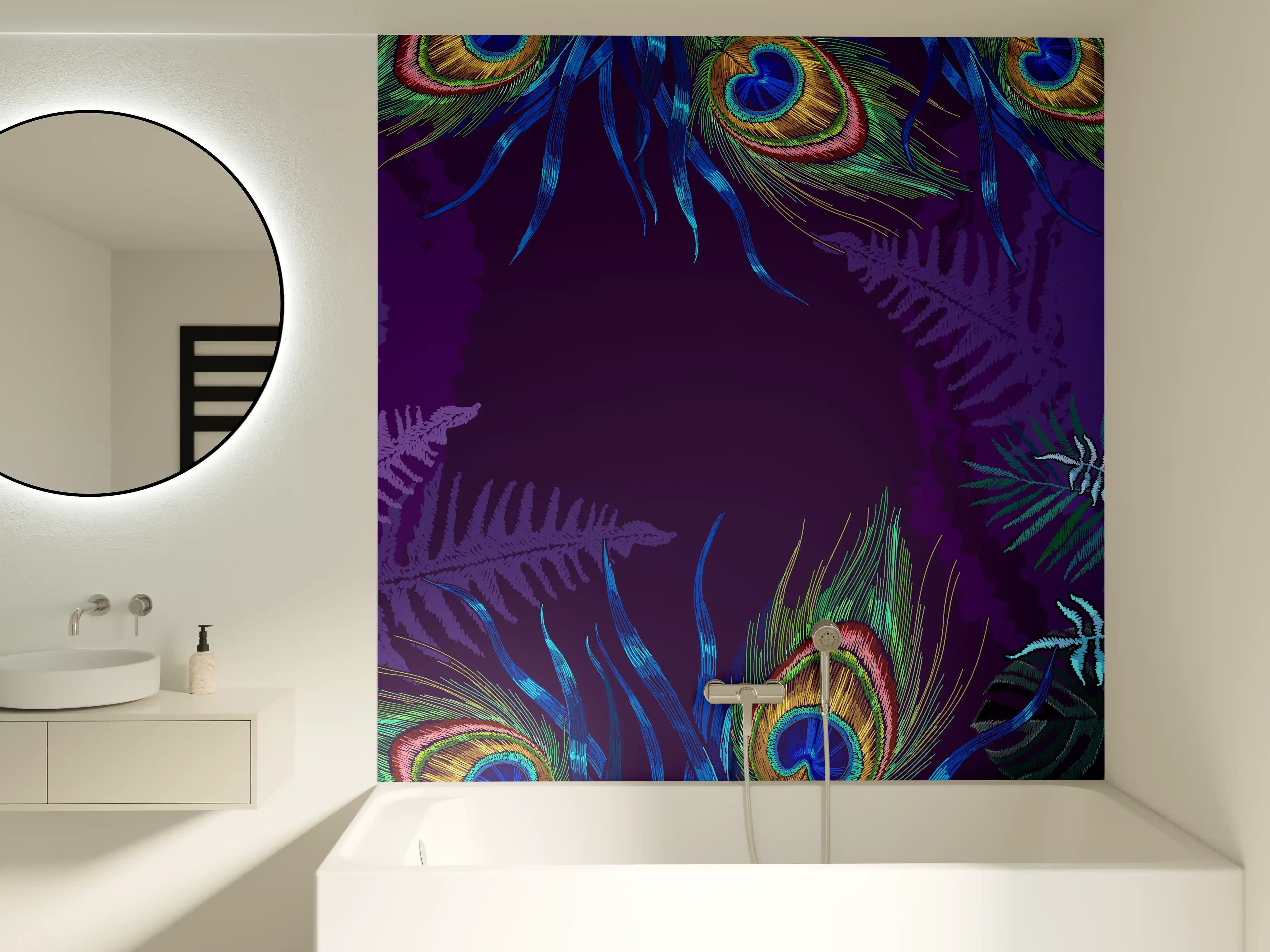 Badewannen-Rückwand - Pfau - Stickmuster