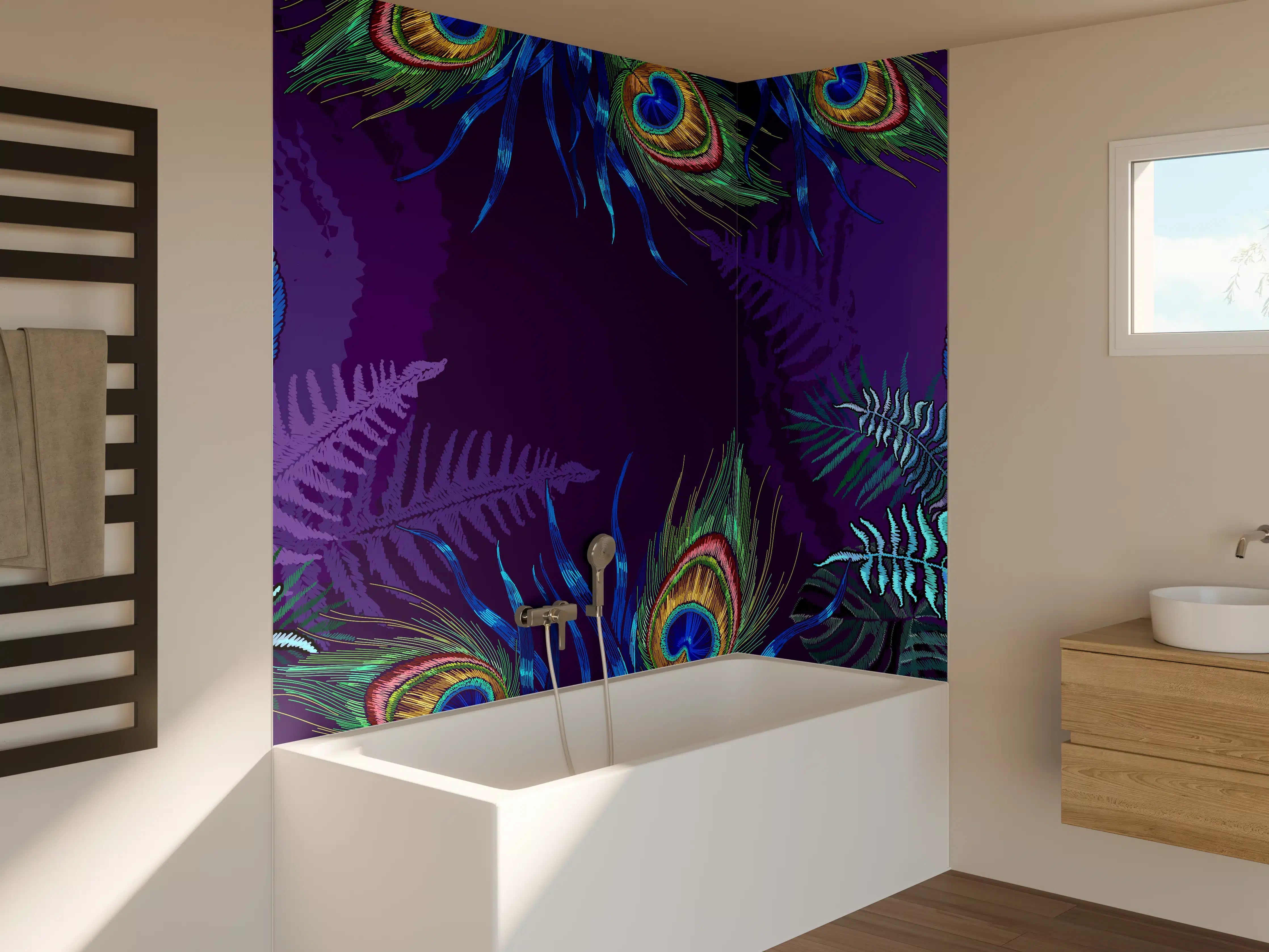 Badewannen-Rückwand - Pfau - Stickmuster