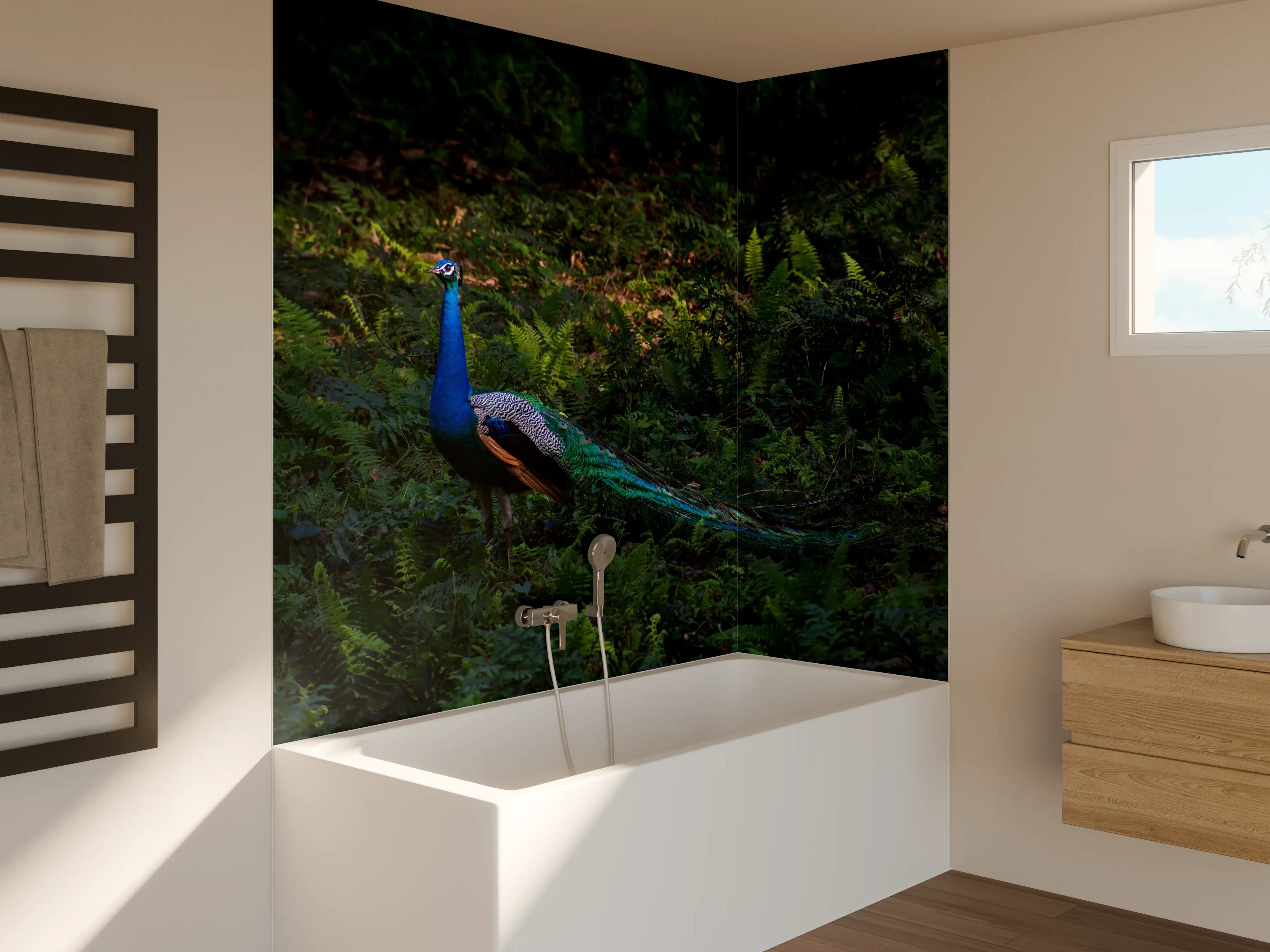 Badewannen-Rückwand - Pfau in freier Natur