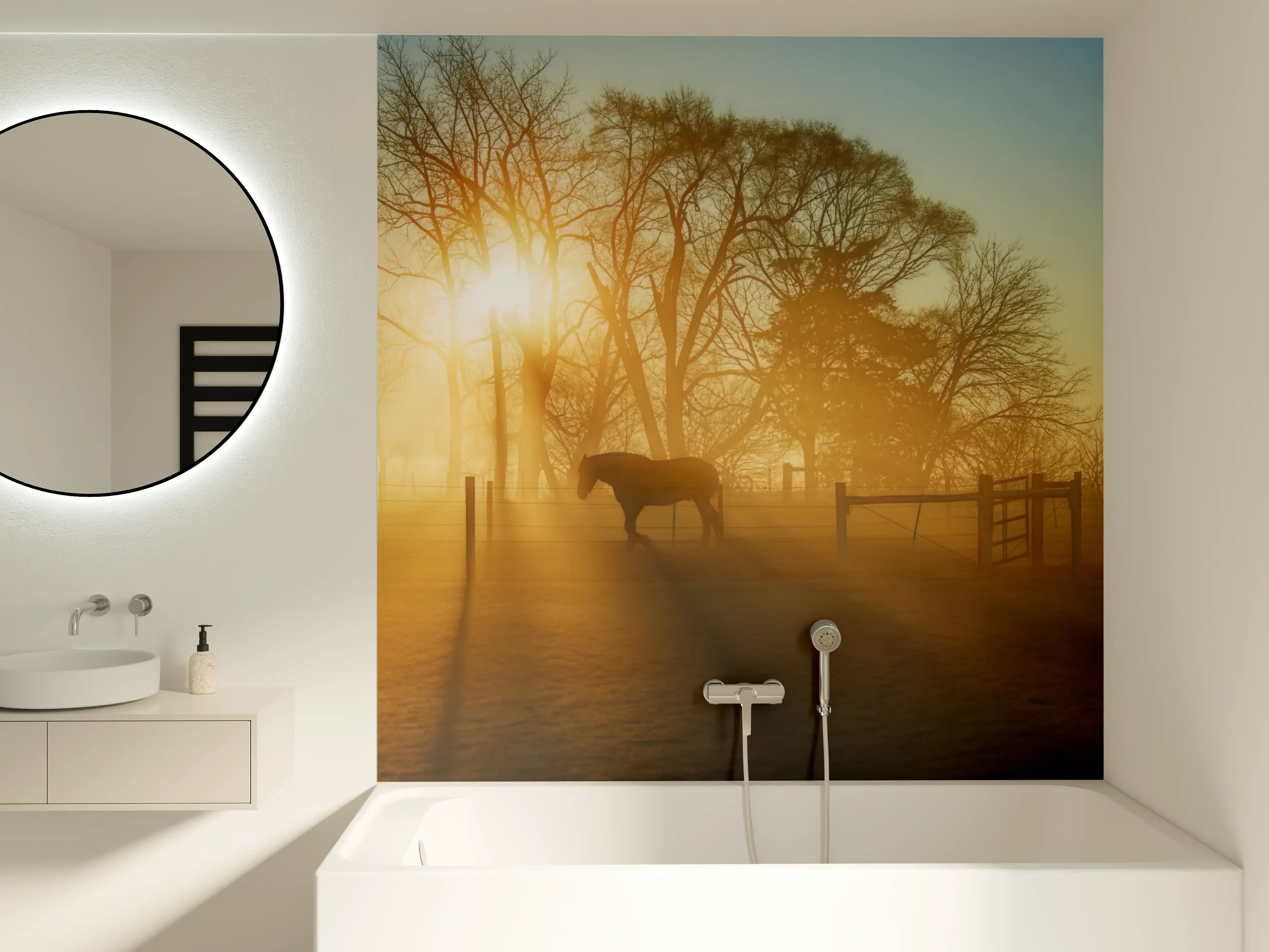 Badewannen-Rückwand - Pferd in der Morgendämmerung