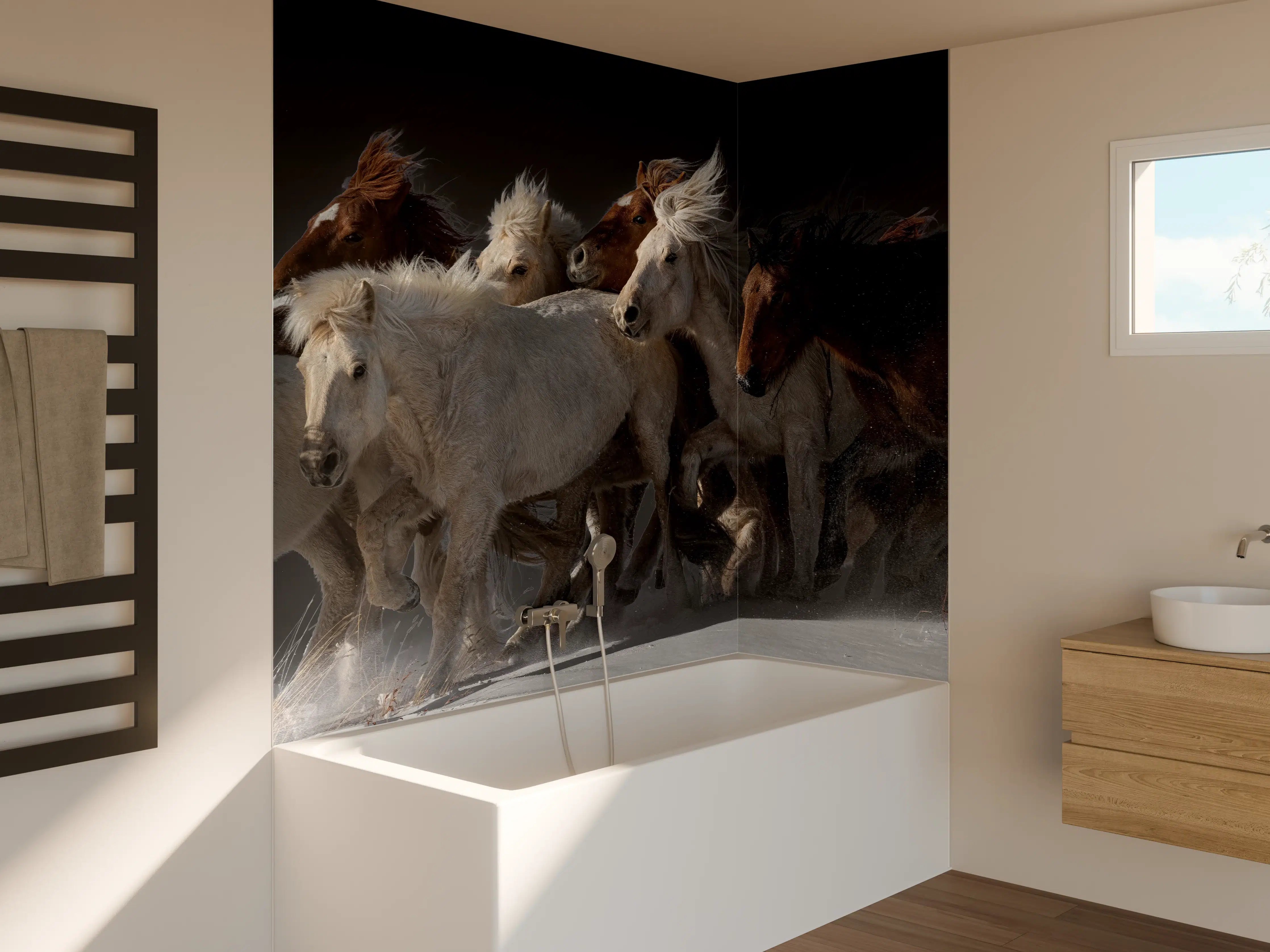 Badewannen-Rückwand - Pferdeherde 