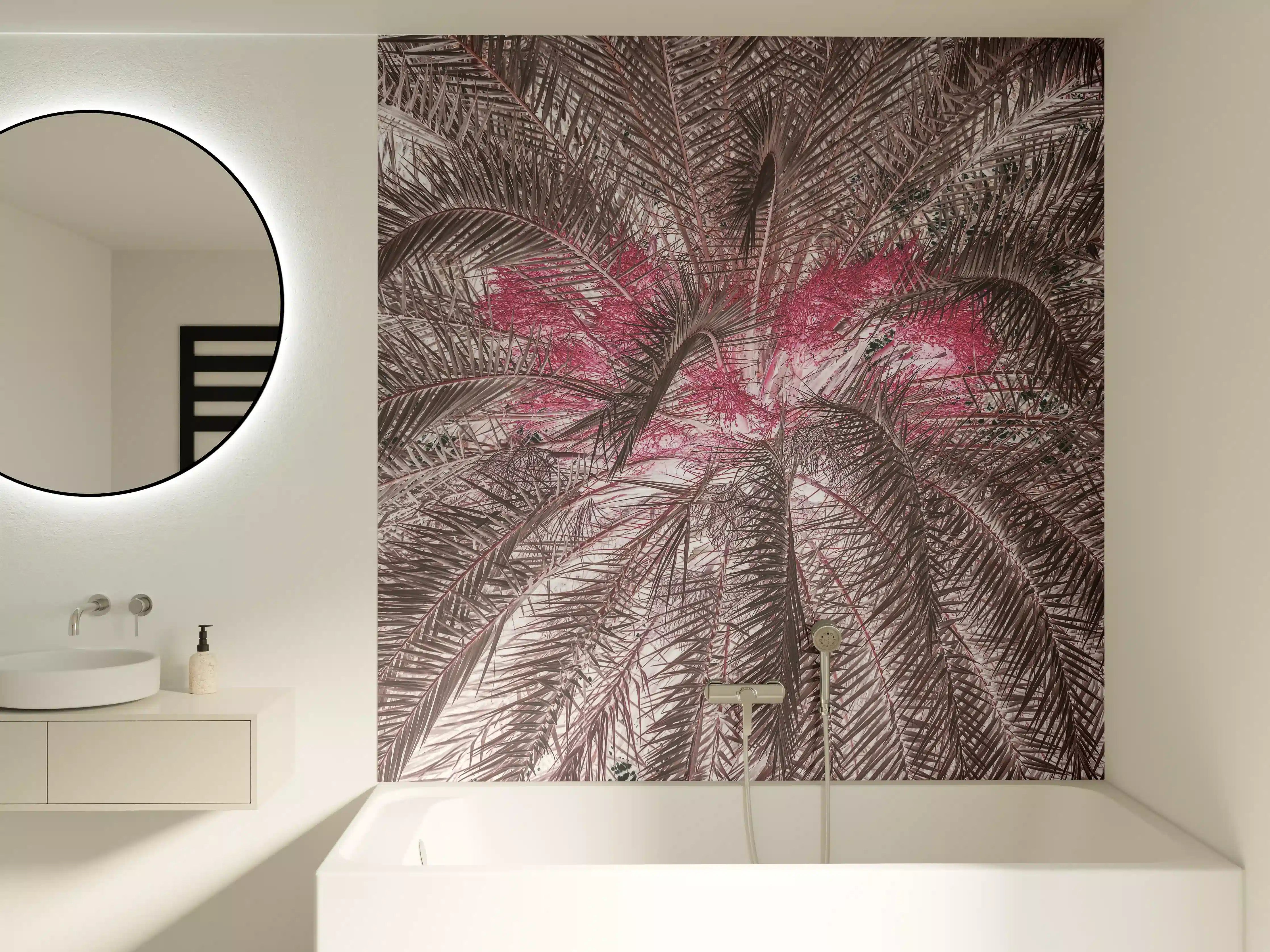 Badewannen-Rückwand - Pink-Purple Palm Leaf Texture