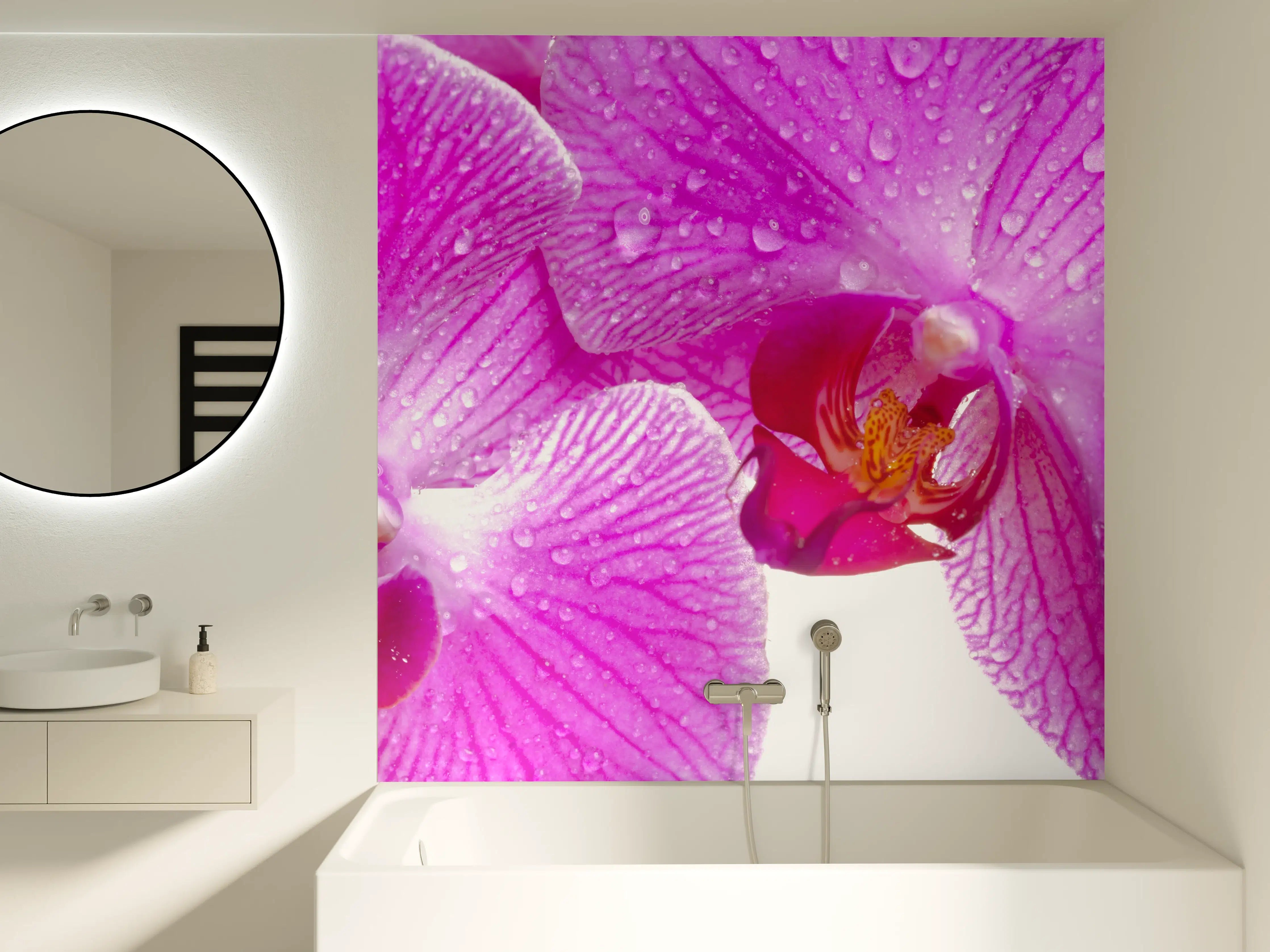 Badewannen-Rückwand - Pinke Orchideen