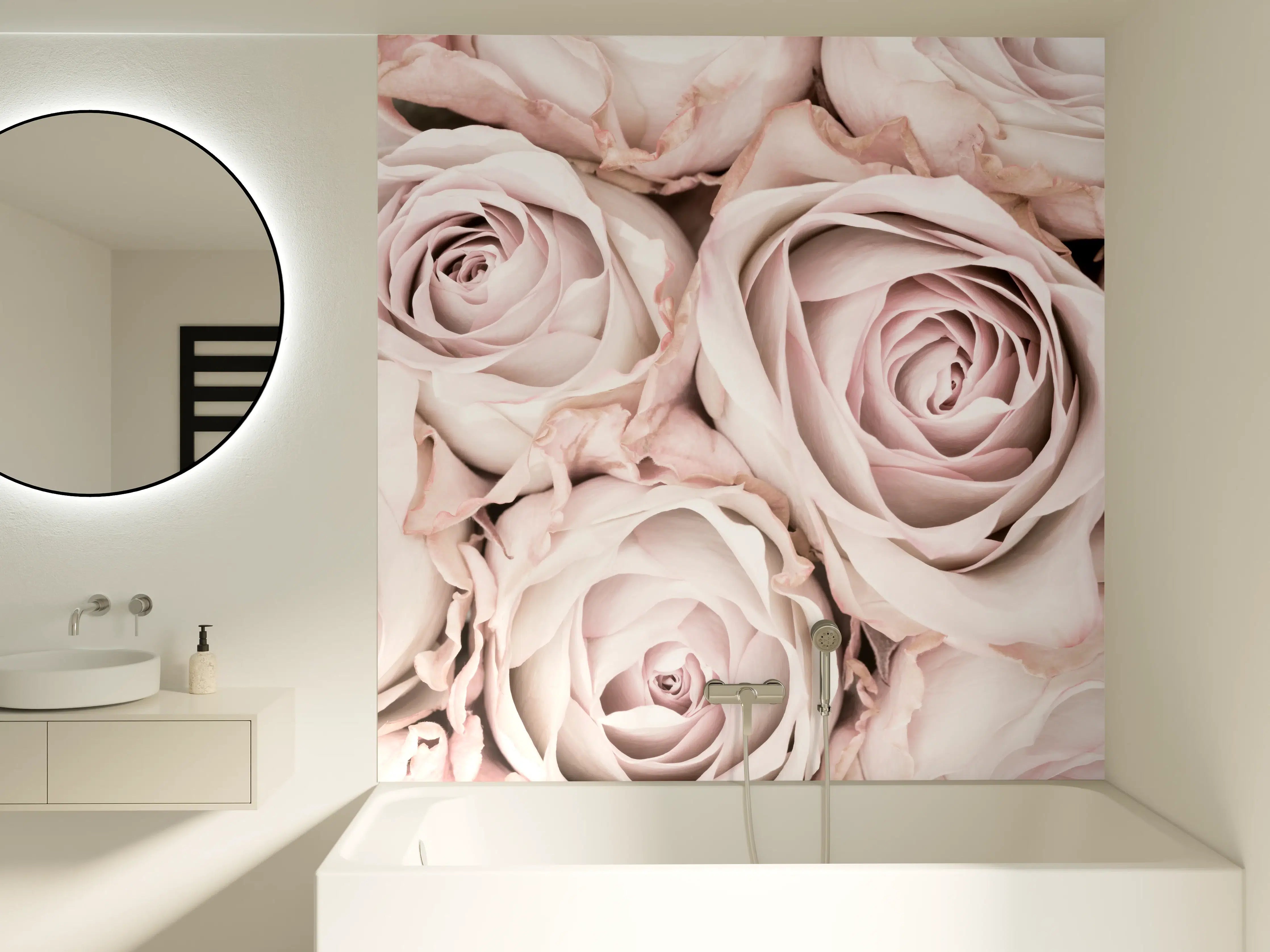 Badewannen-Rückwand - Pinke Rosen - Floral