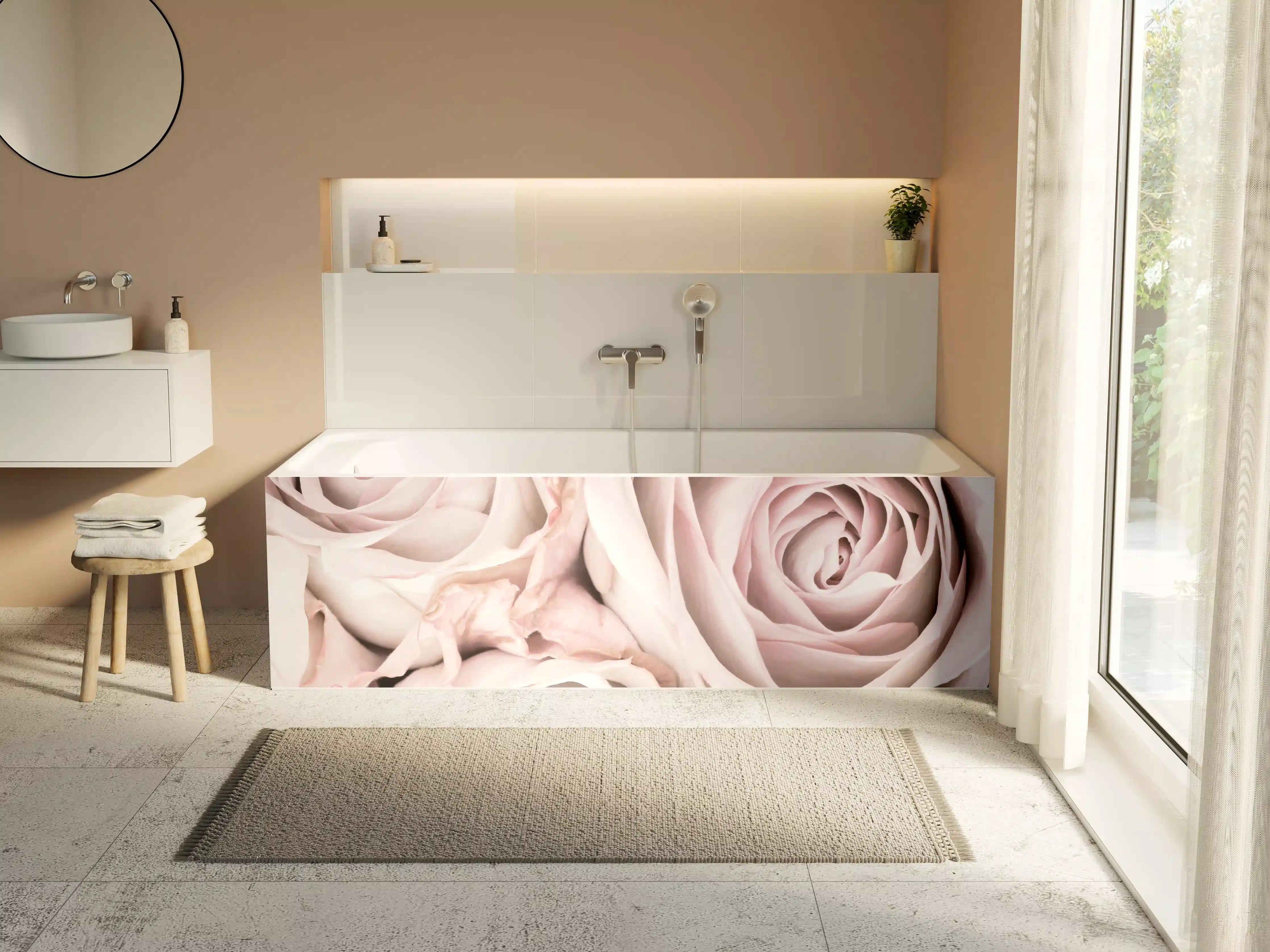 Badewannen-Rückwand - Pinke Rosen - Floral