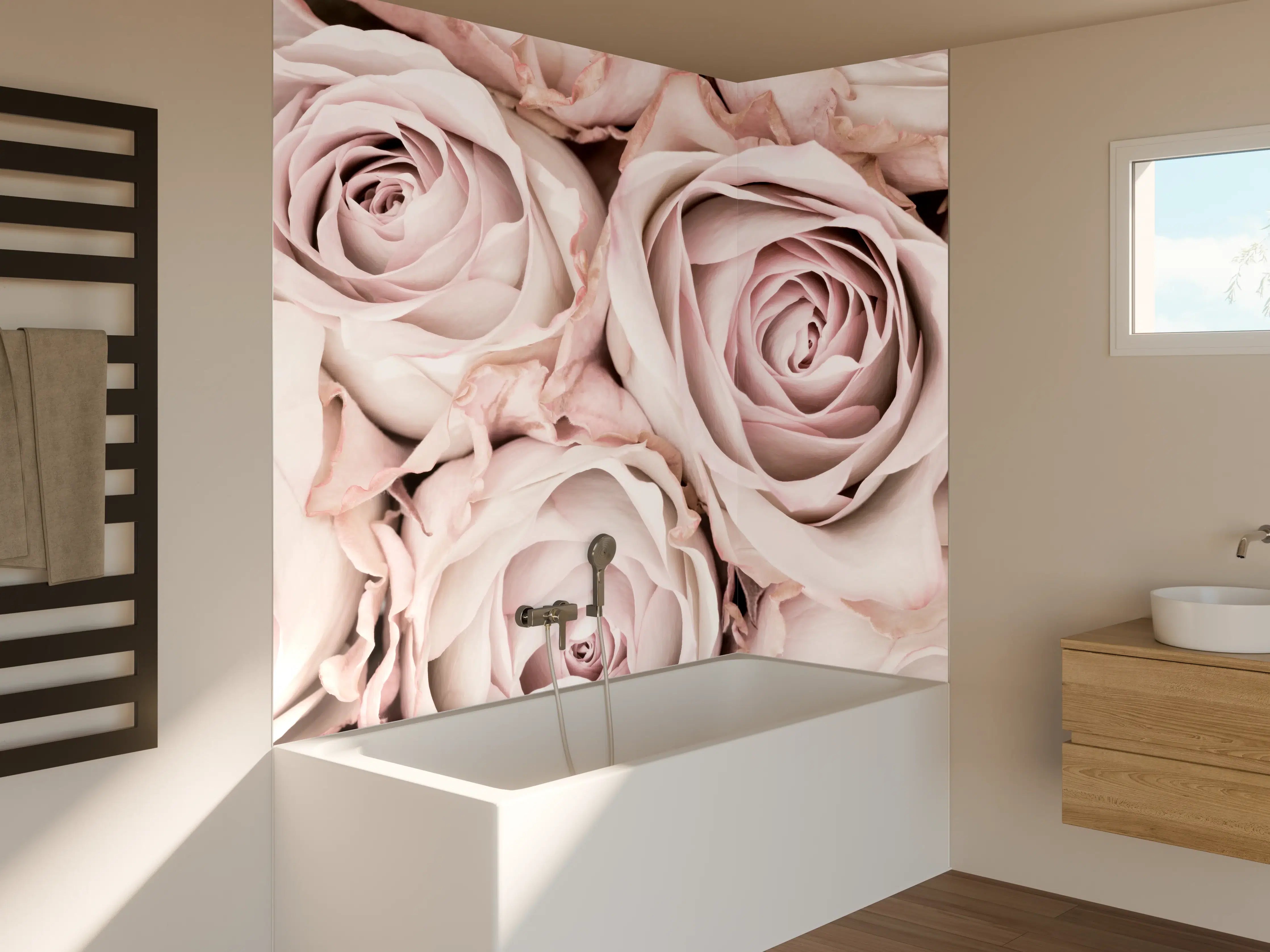 Badewannen-Rückwand - Pinke Rosen - Floral