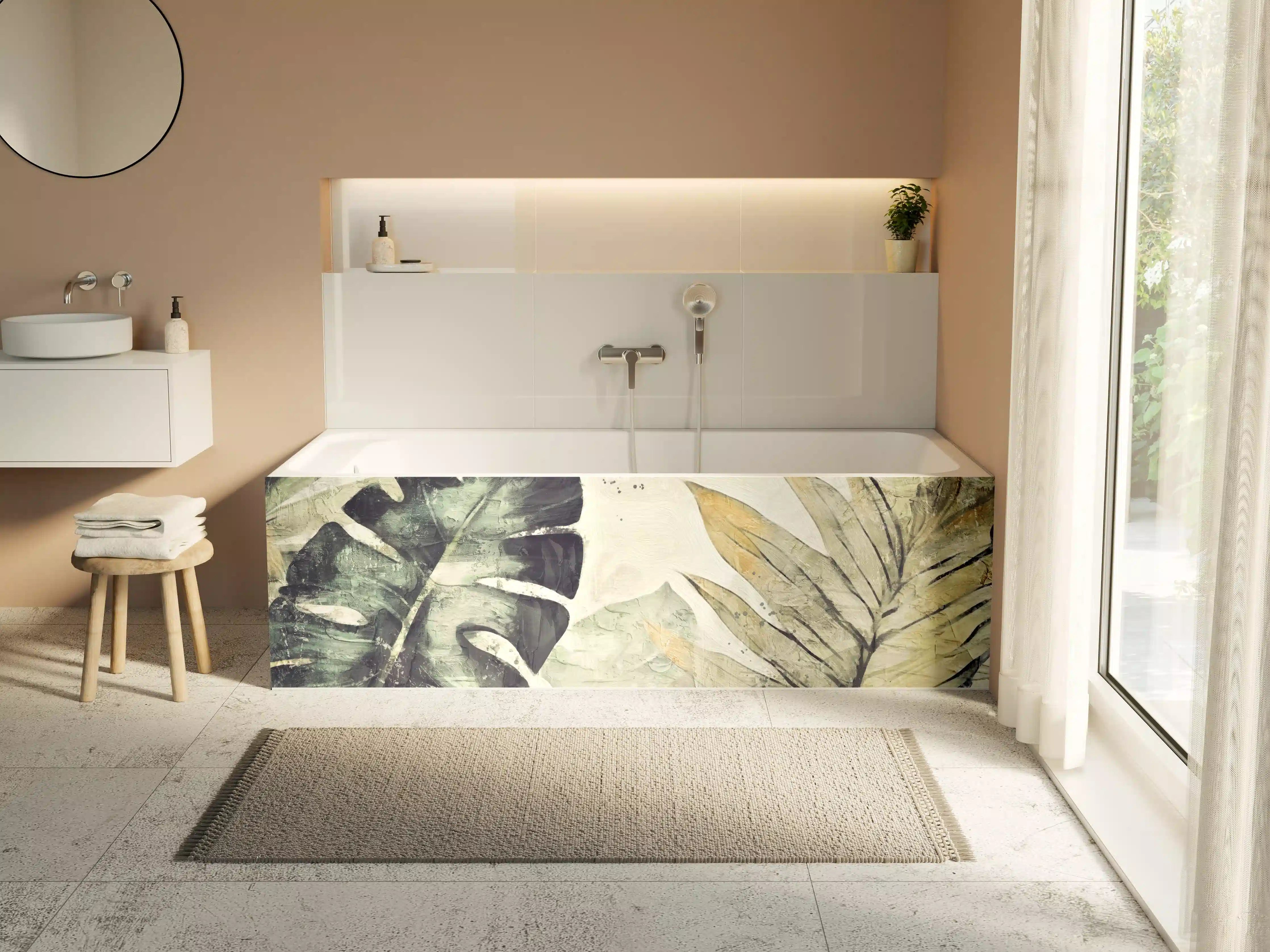 Badewannen-Rückwand - Pinselkunst - Floral