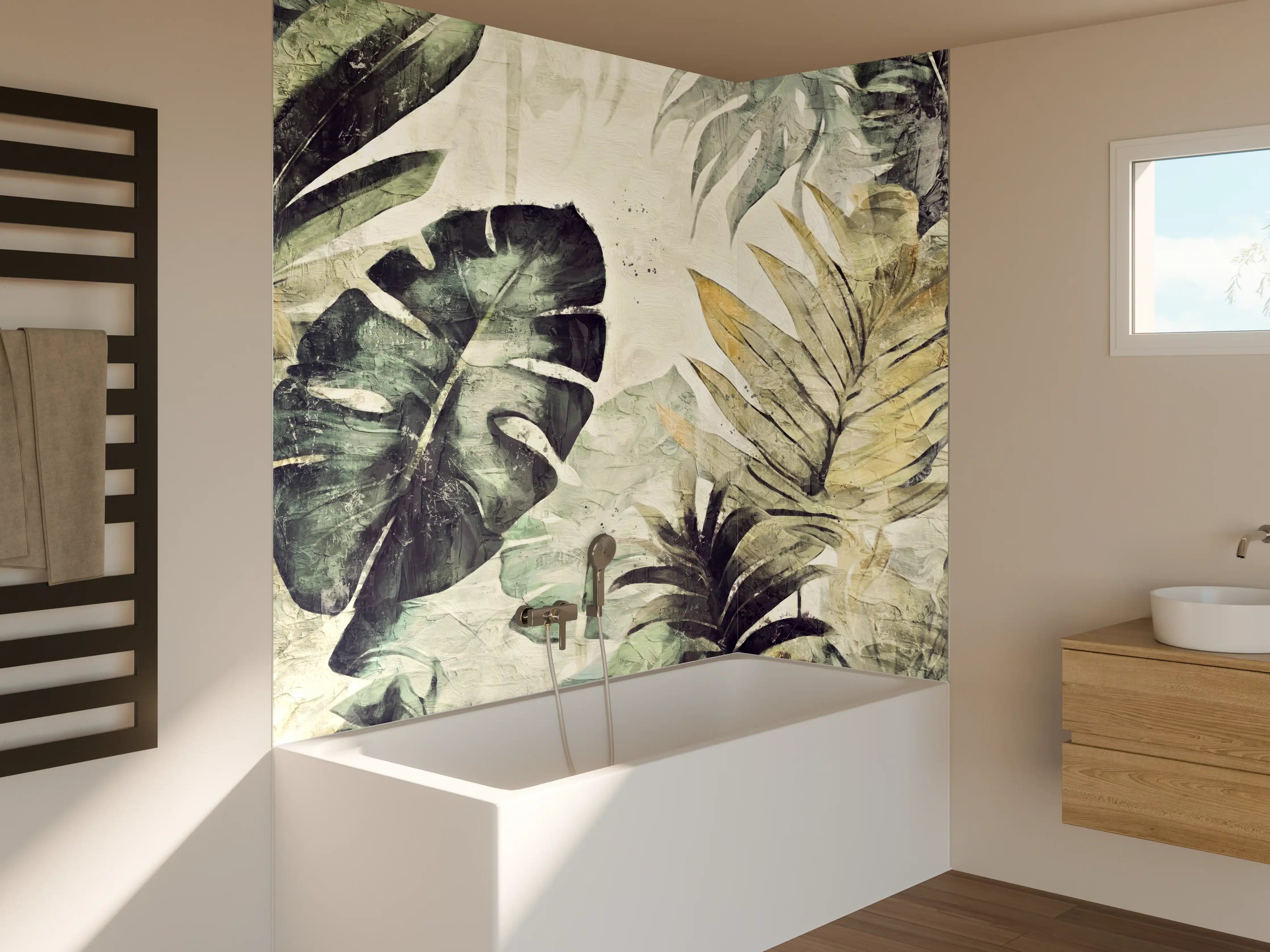 Badewannen-Rückwand - Pinselkunst - Floral