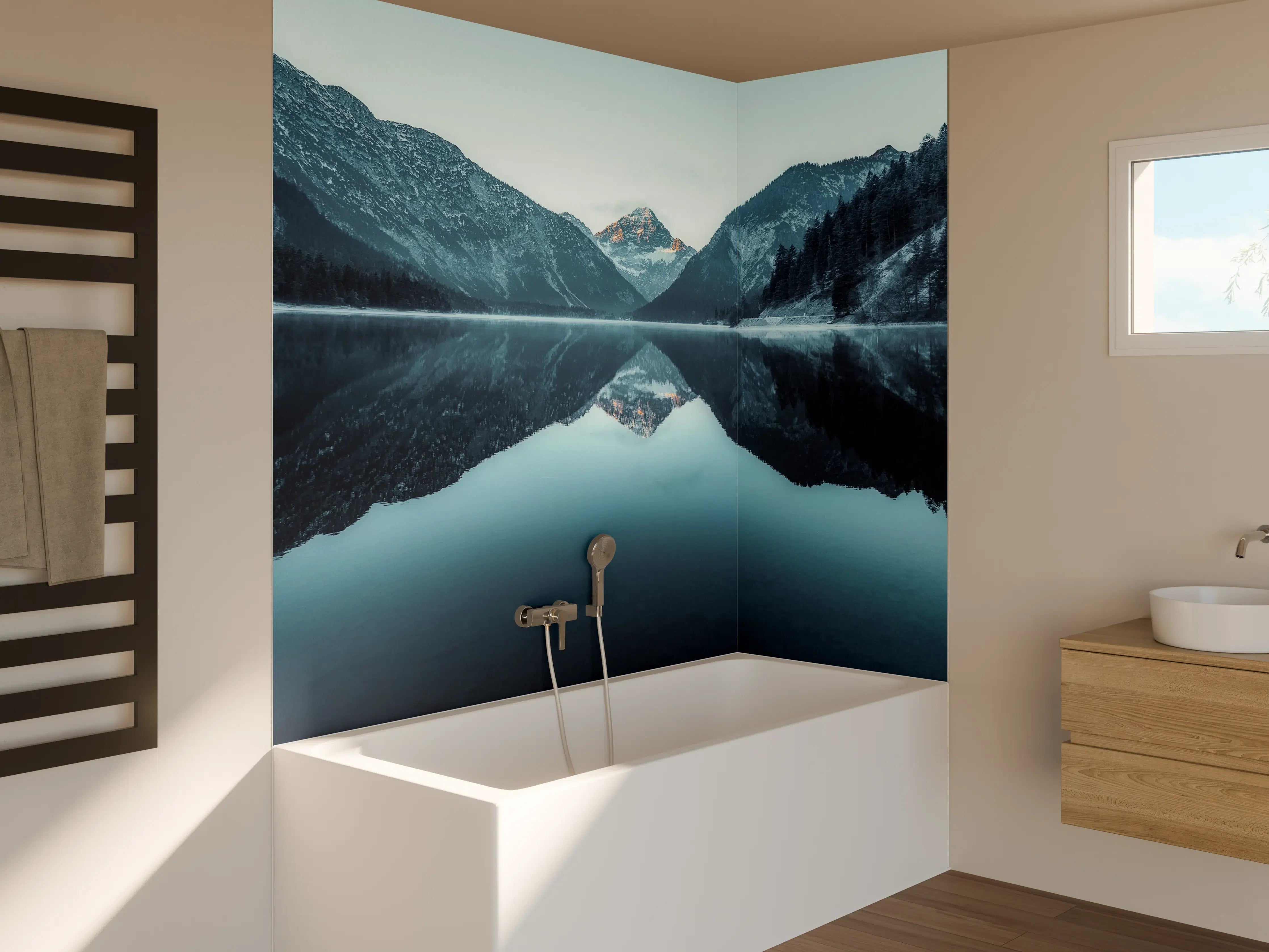 Badewannen-Rückwand - Plansee im Winter - Österreich