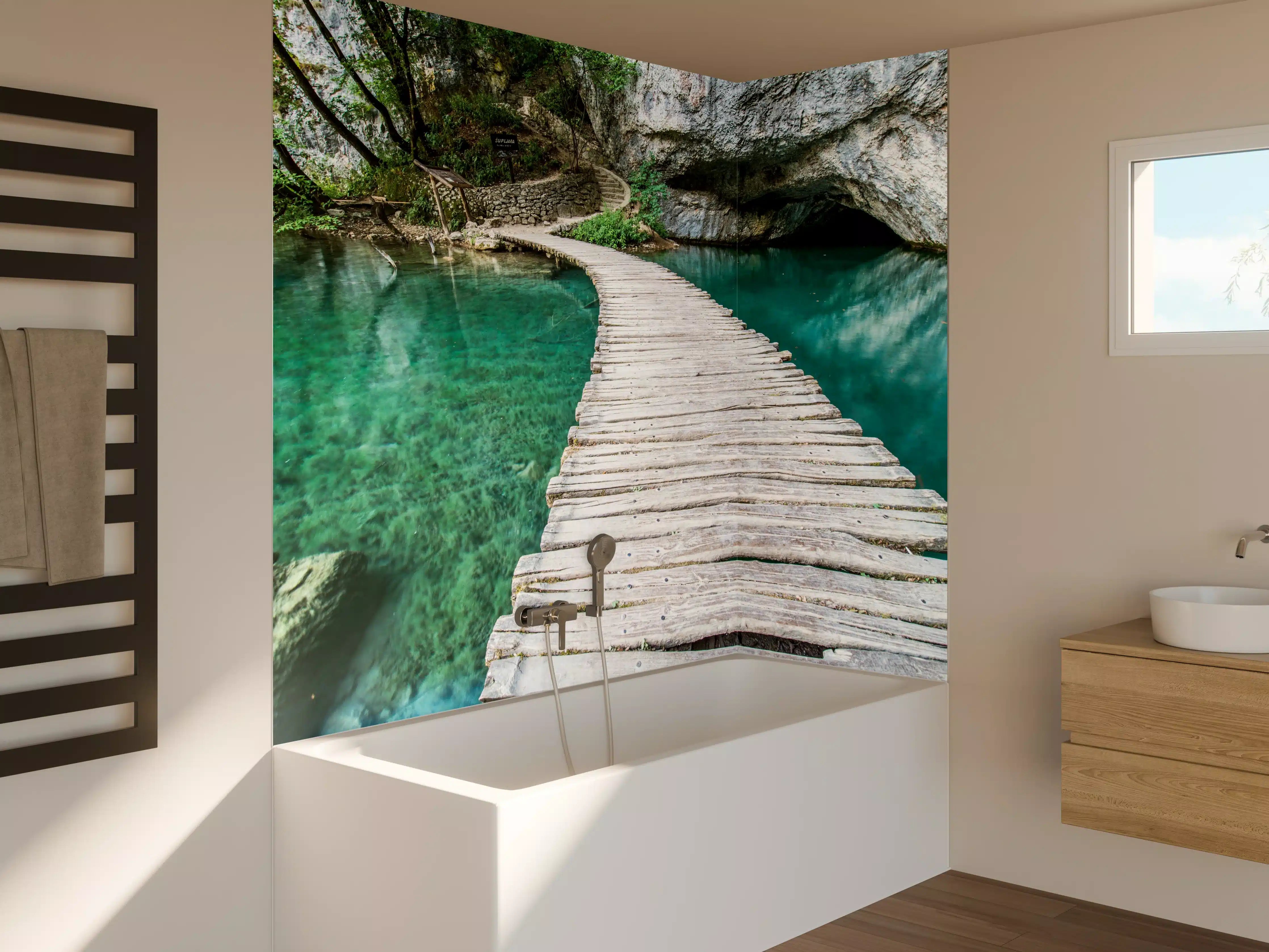 Badewannen-Rückwand - Plitvicer Brücke in Kroatien
