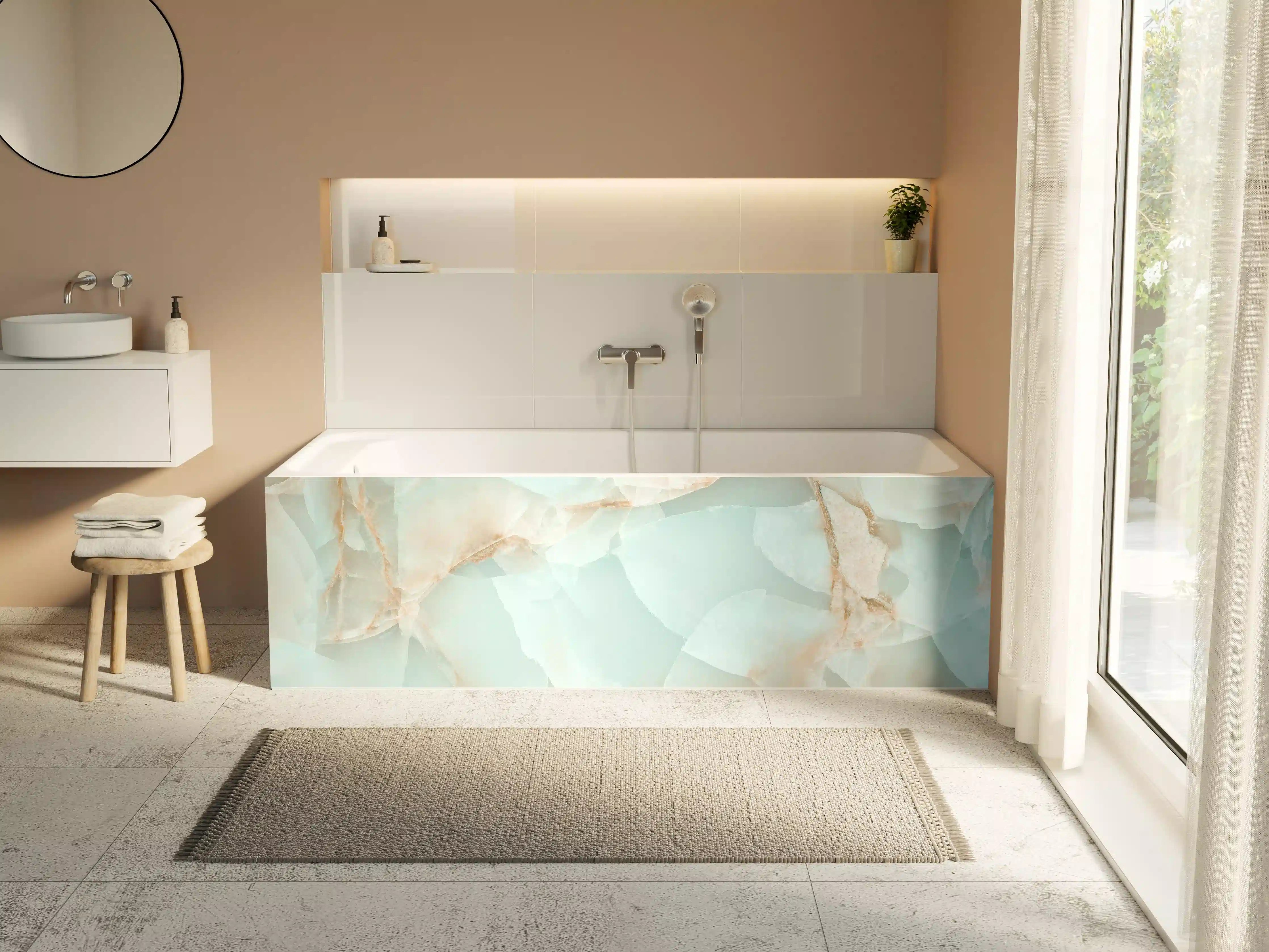 Badewannen-Rückwand - Polierter Onyx-Marmor