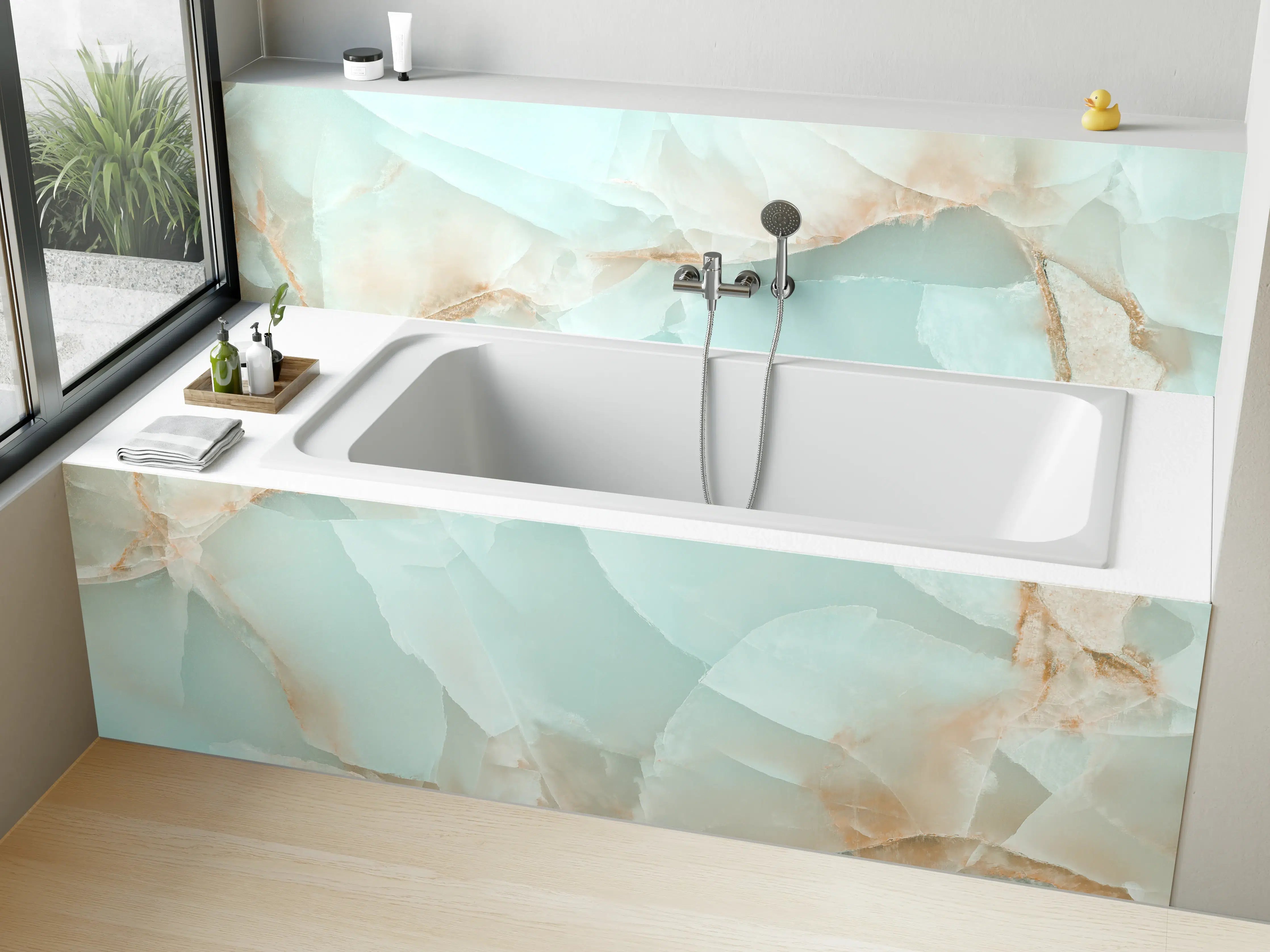 Badewannen-Rückwand - Polierter Onyx-Marmor