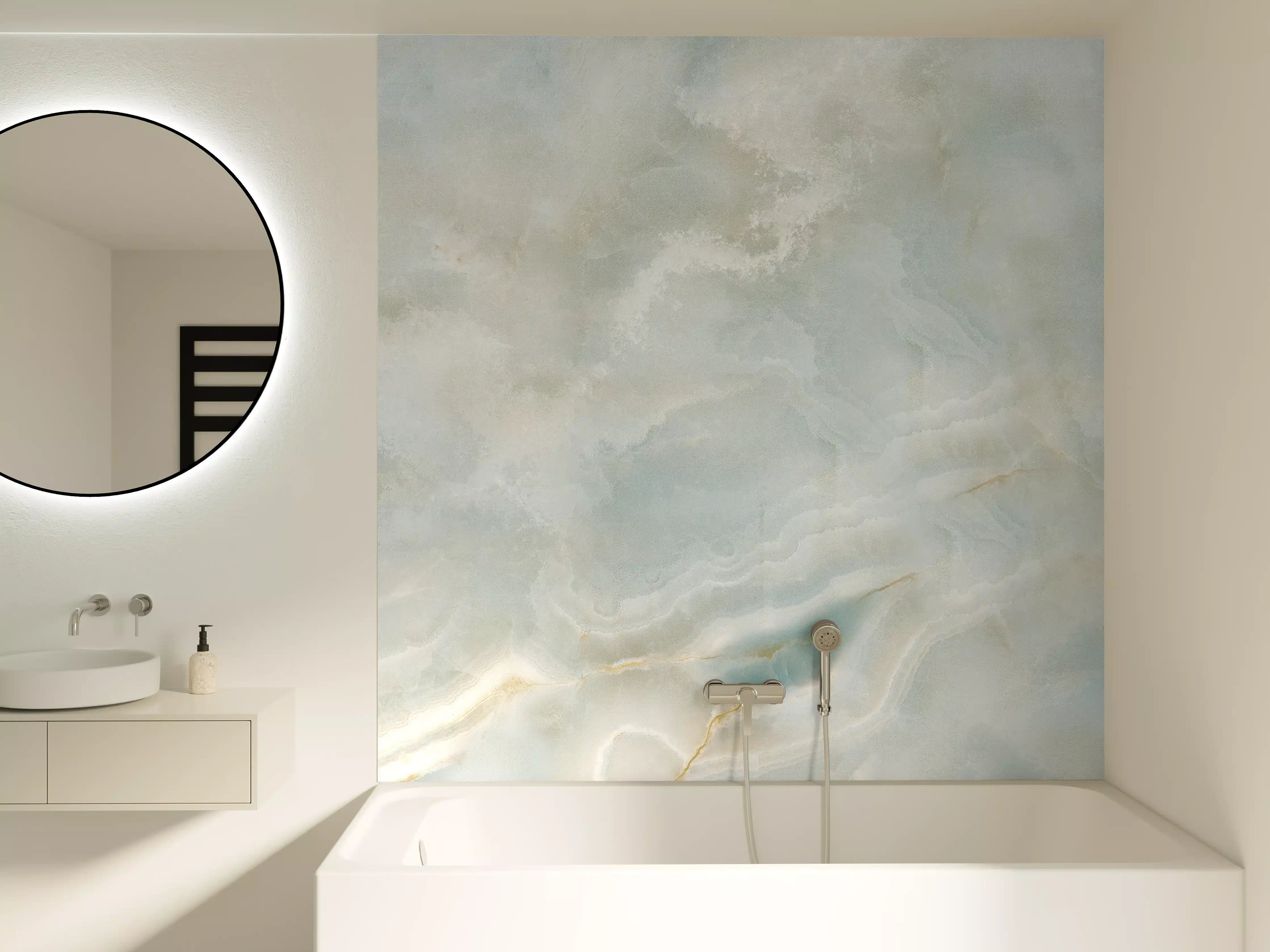 Badewannen-Rückwand - Polierter heller Onyx-Marmor 