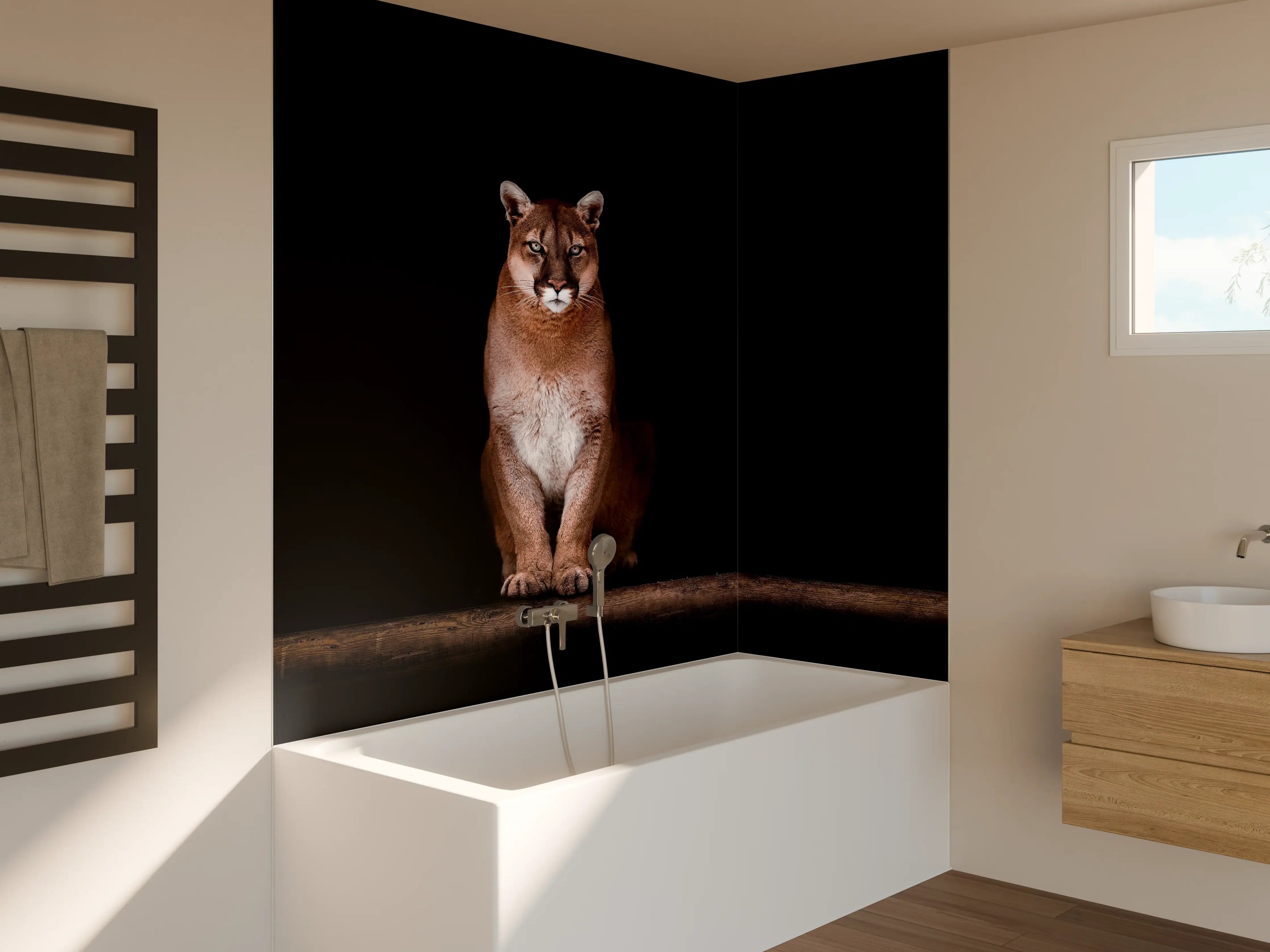 Badewannen-Rückwand - Porträt des schönen Pumas
