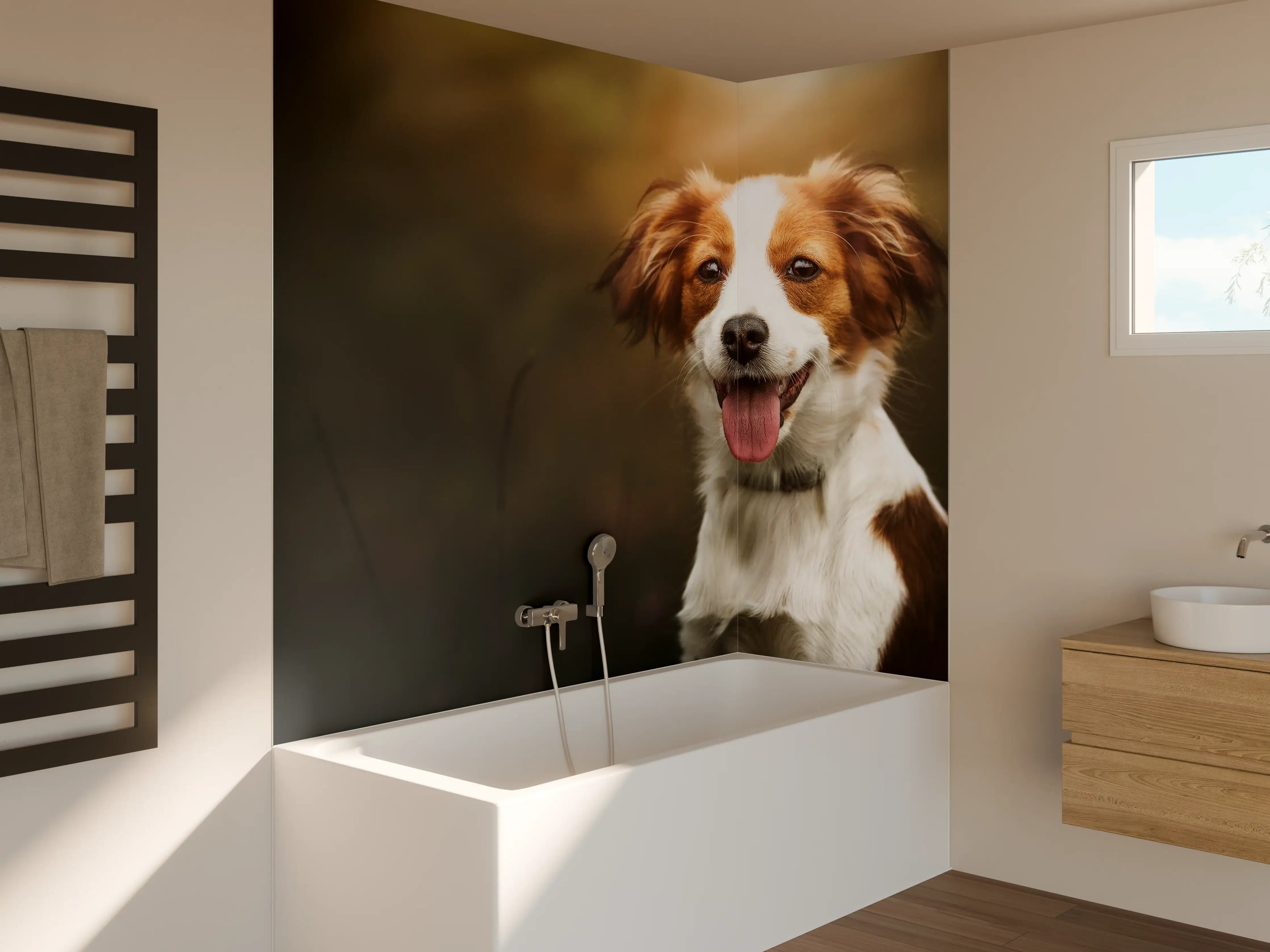 Badewannen-Rückwand - Porträt eines niedlichen Kooiker-Hundes