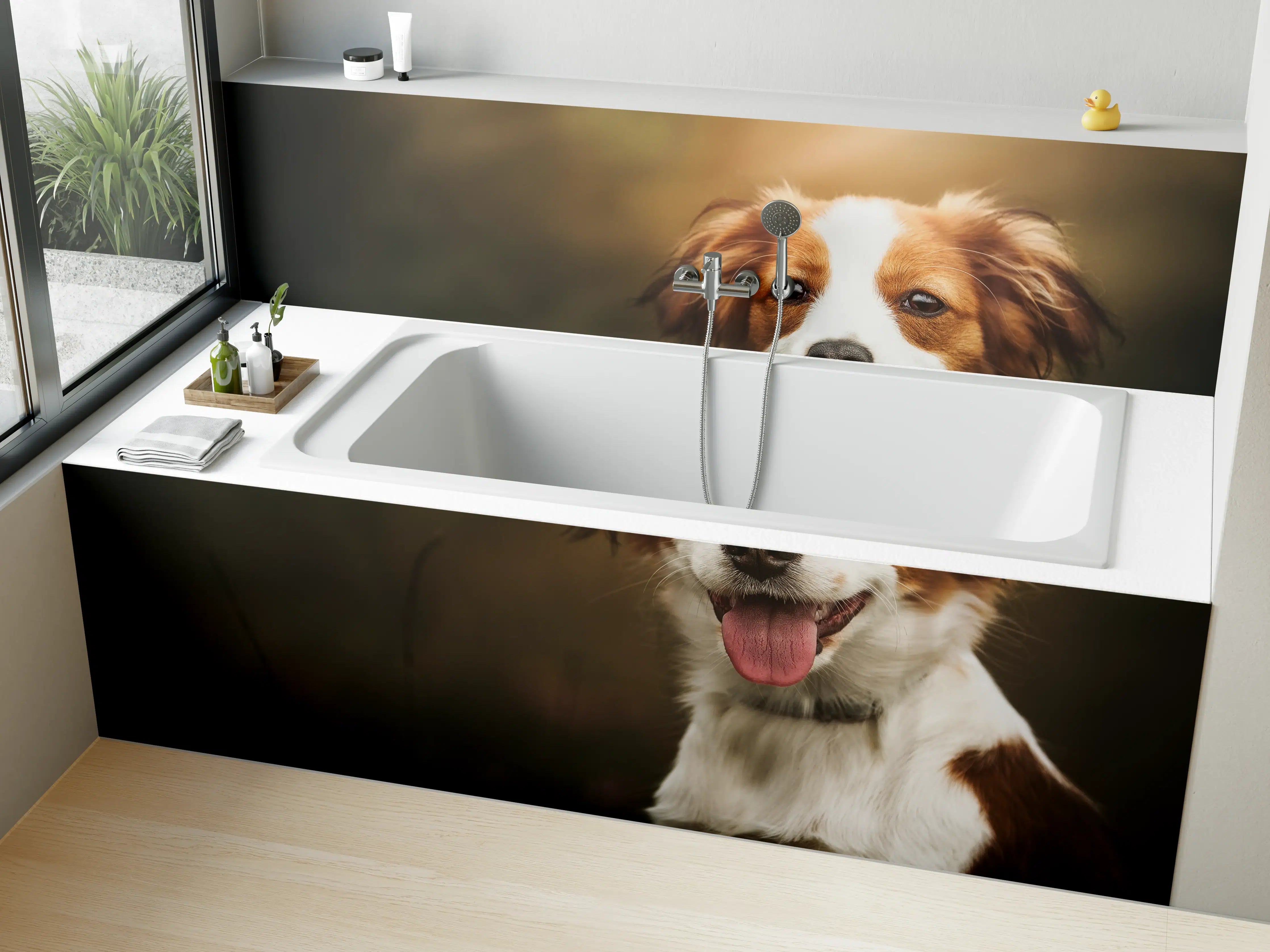 Badewannen-Rückwand - Porträt eines niedlichen Kooiker-Hundes