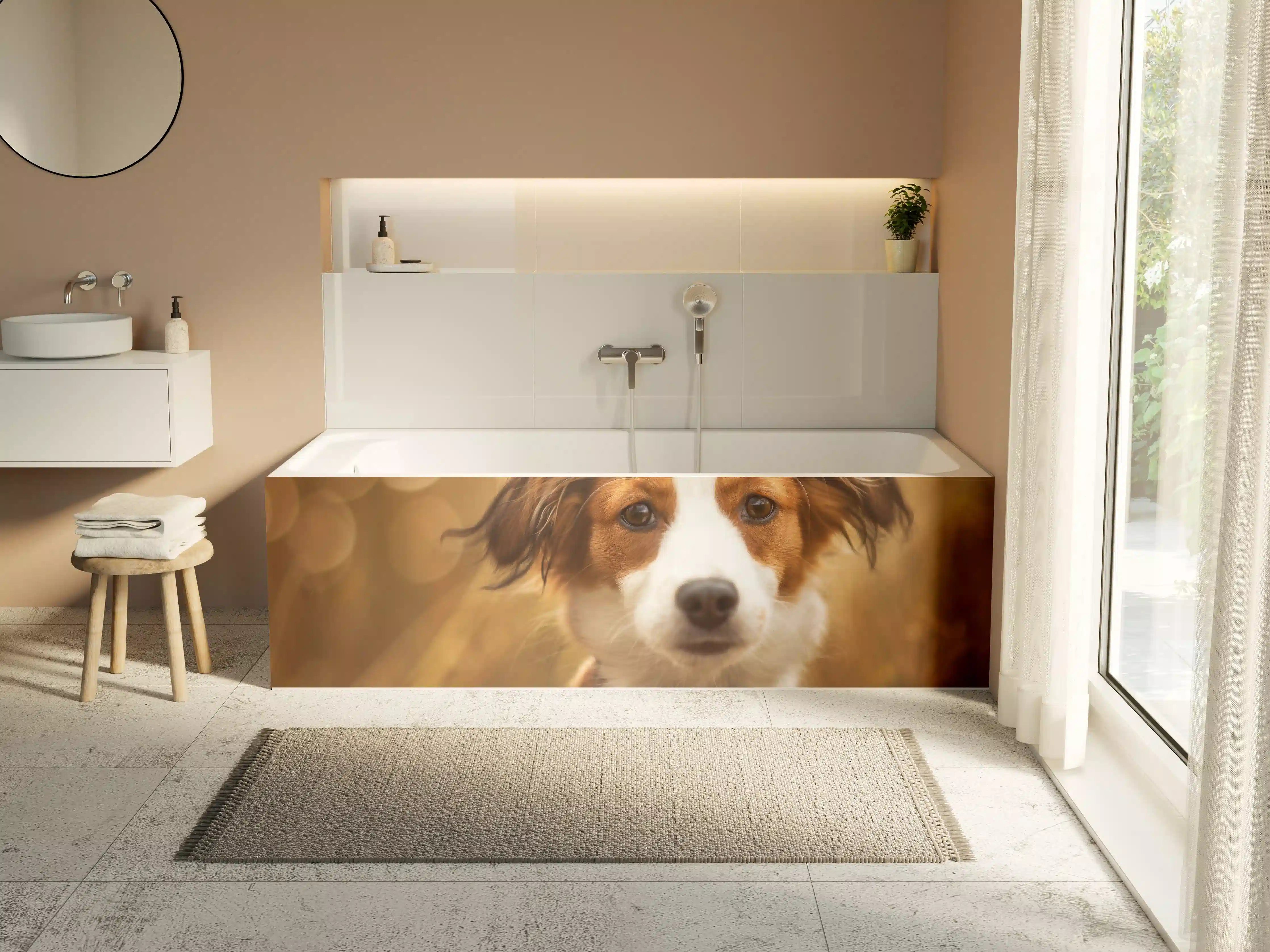 Badewannen-Rückwand - Portrait eines süßen Kooiker Hundes