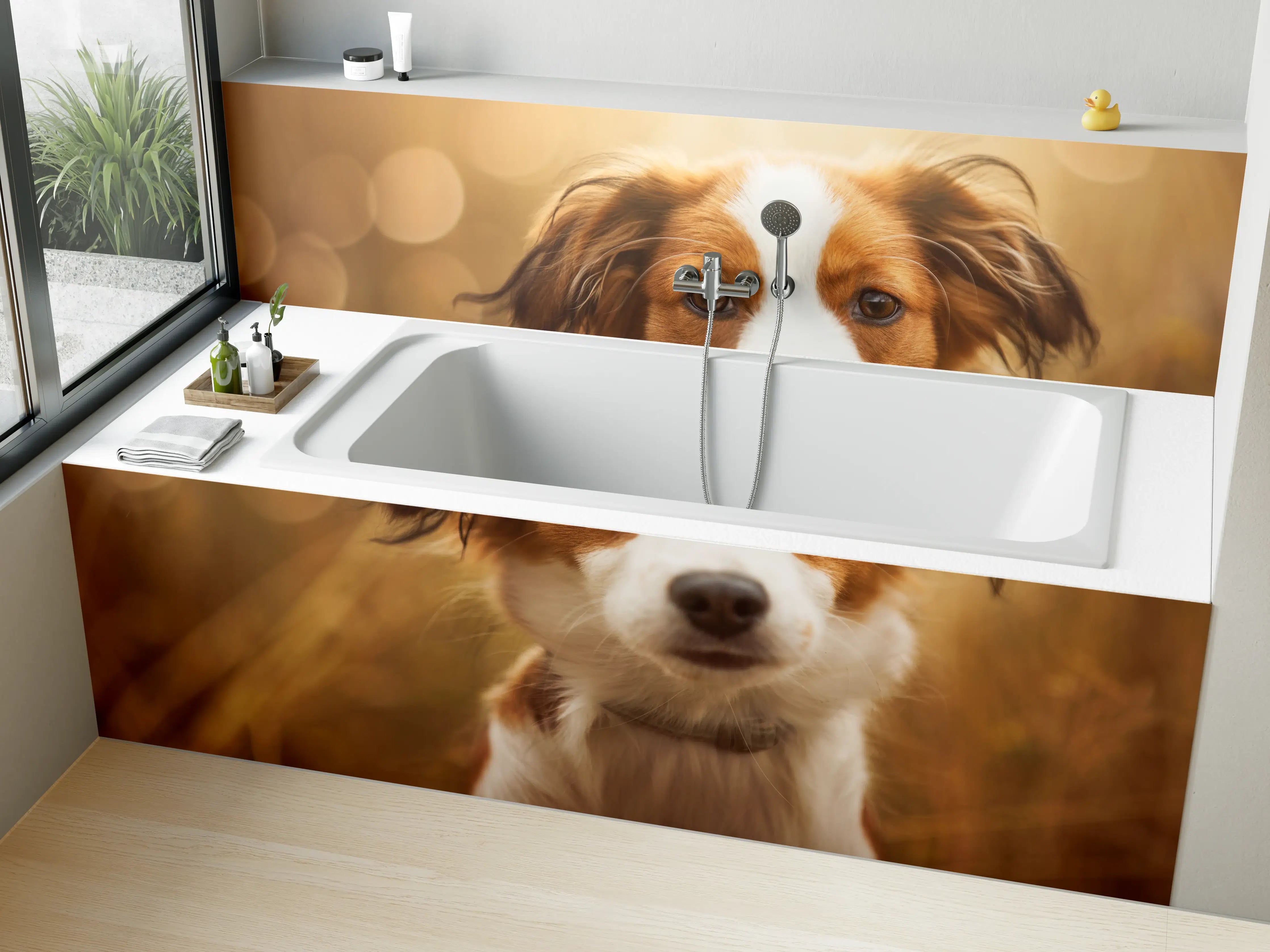 Badewannen-Rückwand - Portrait eines süßen Kooiker Hundes