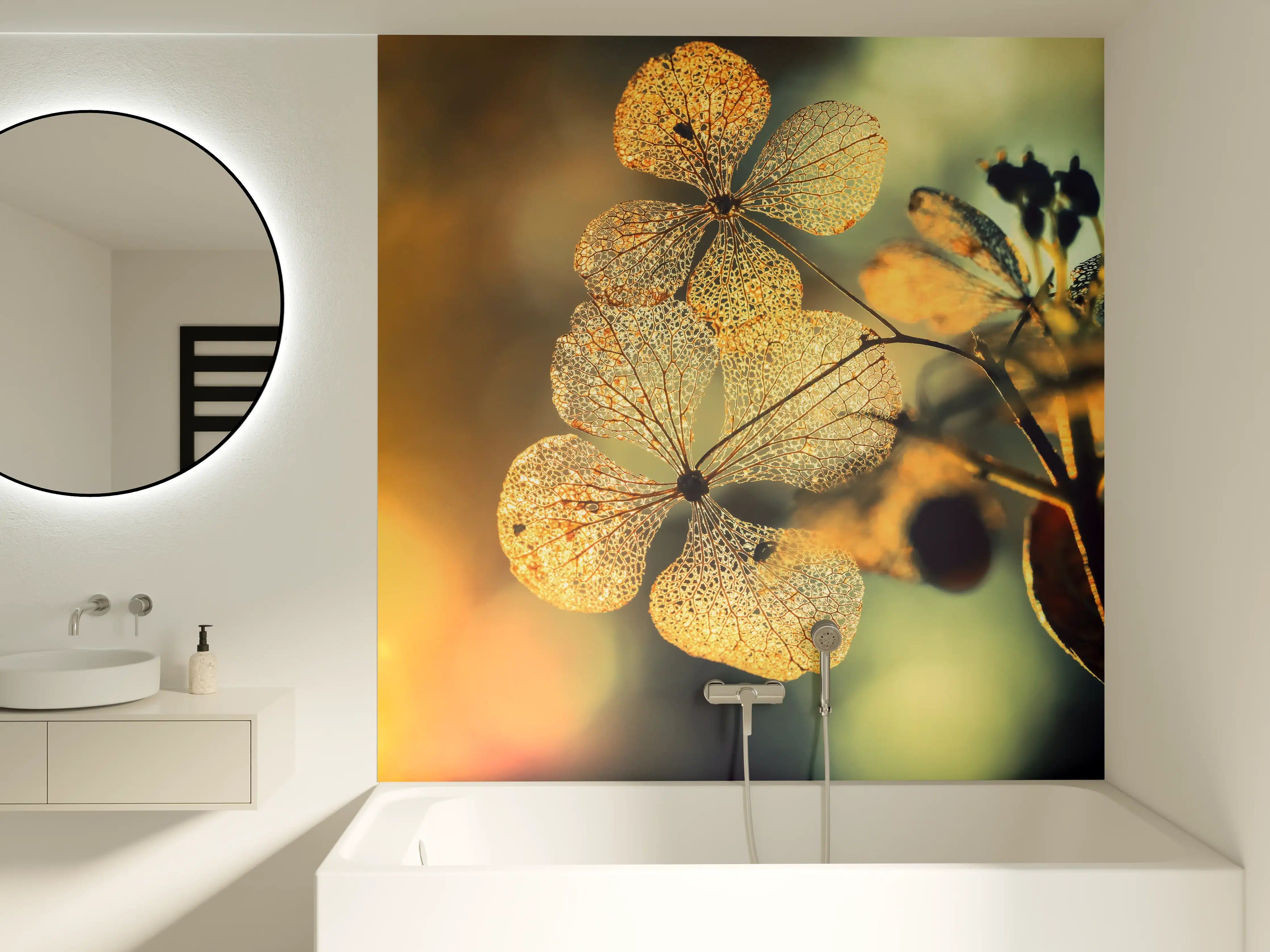 Badewannen-Rückwand - Prächtige Hortensienblüten 