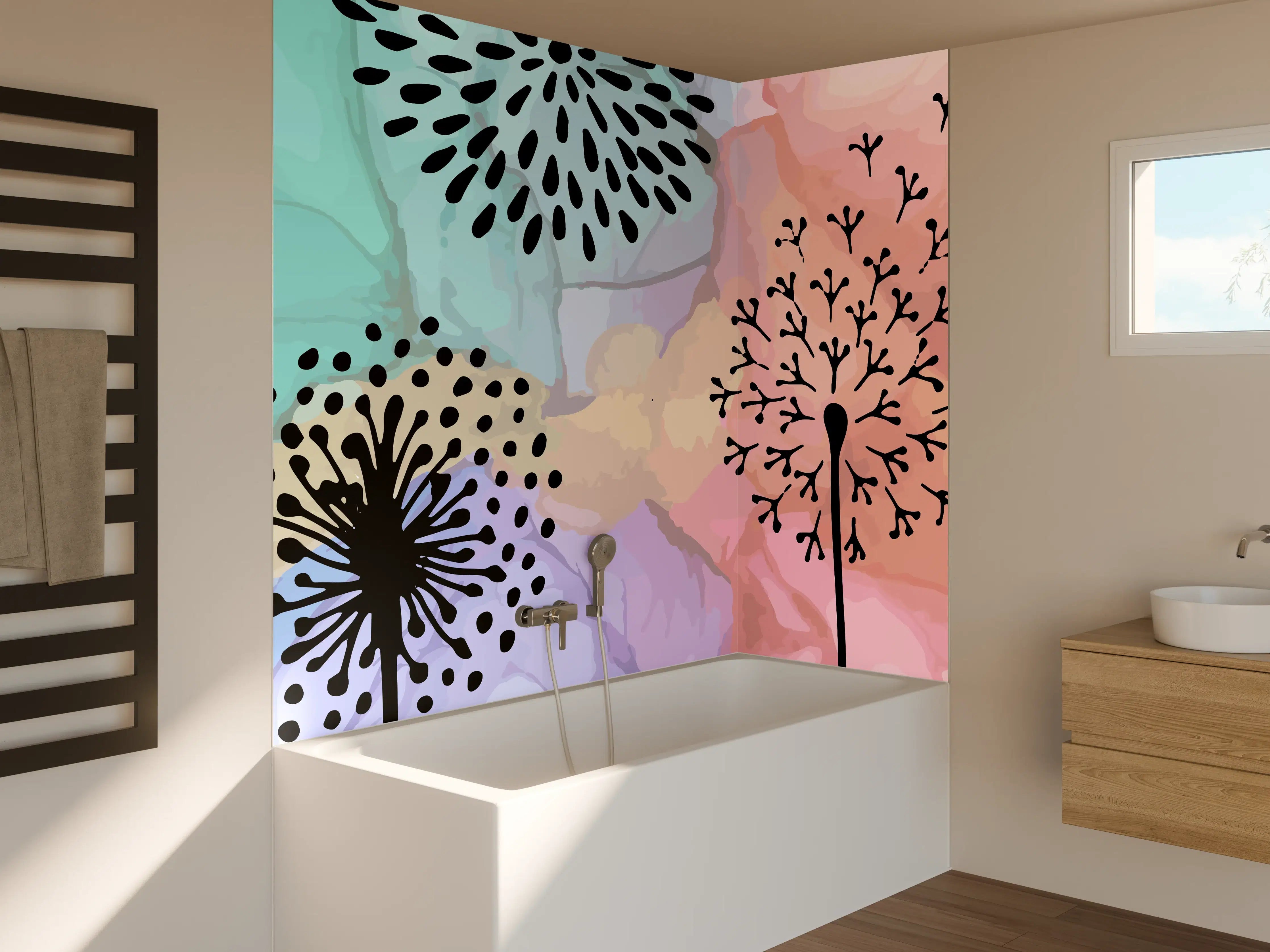 Badewannen-Rückwand - Pusteblume Aquarell