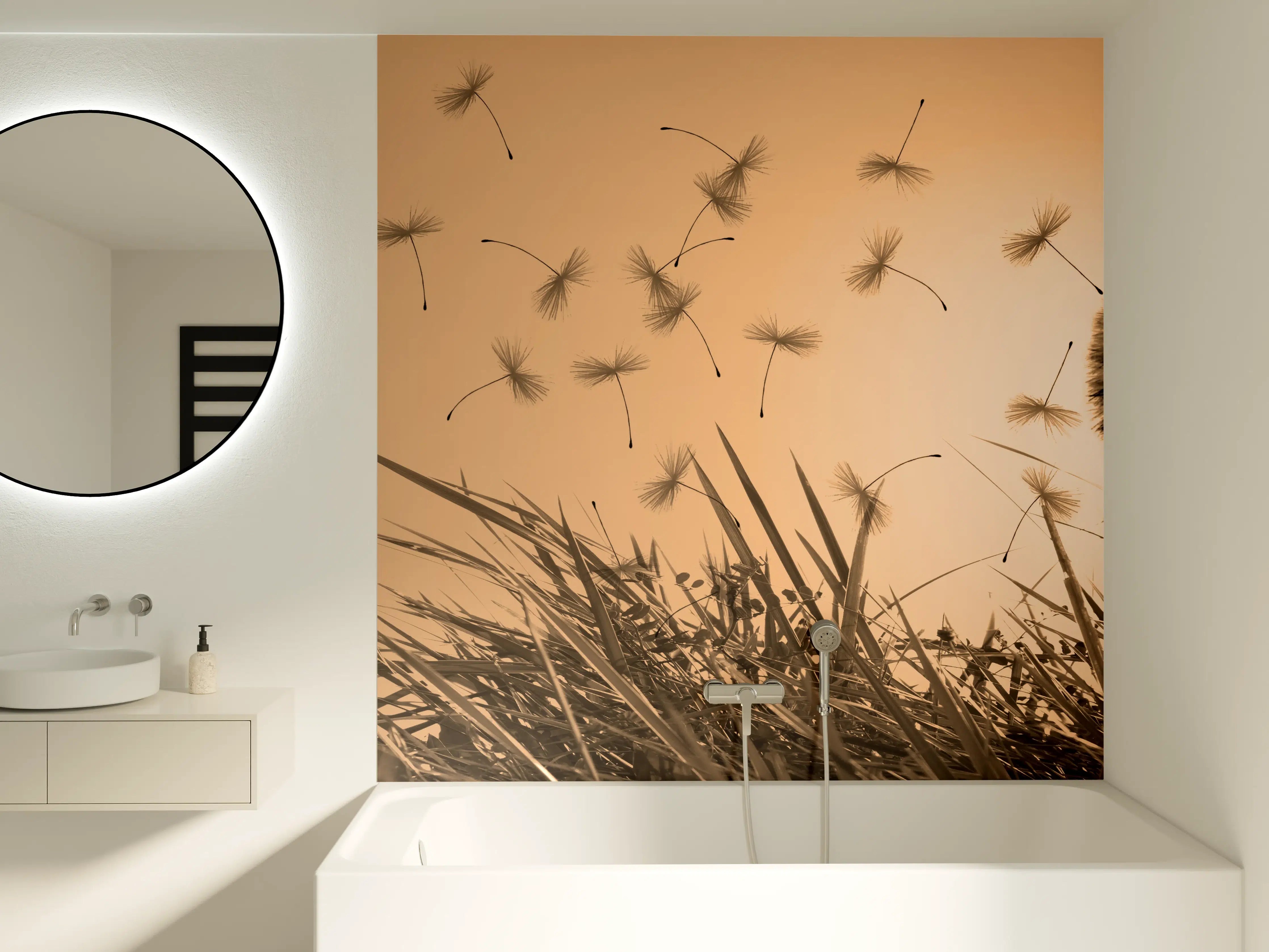 Badewannen-Rückwand - Pusteblume beim Sonnenuntergang