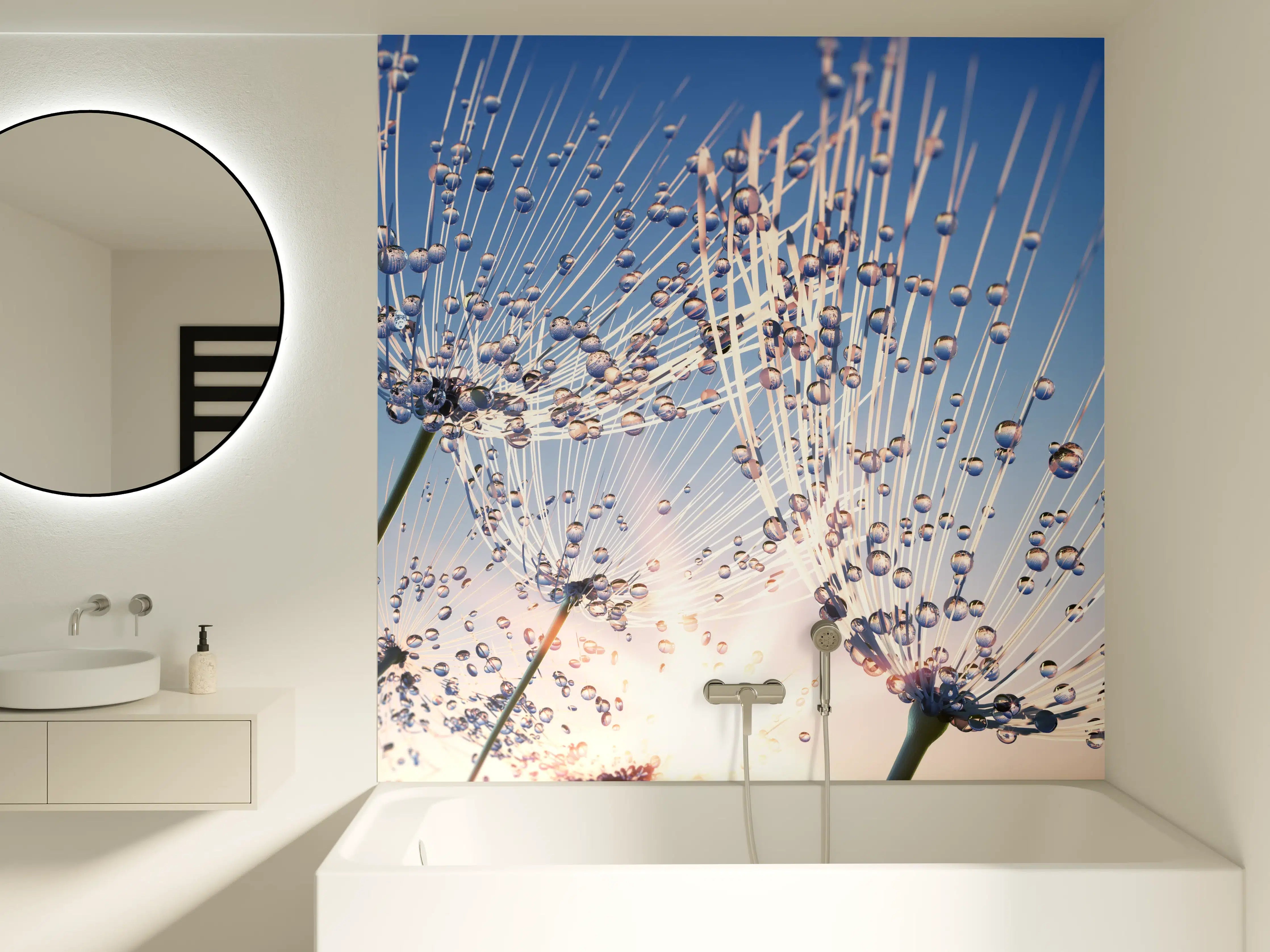 Badewannen-Rückwand - Pusteblume mit Tautropfen