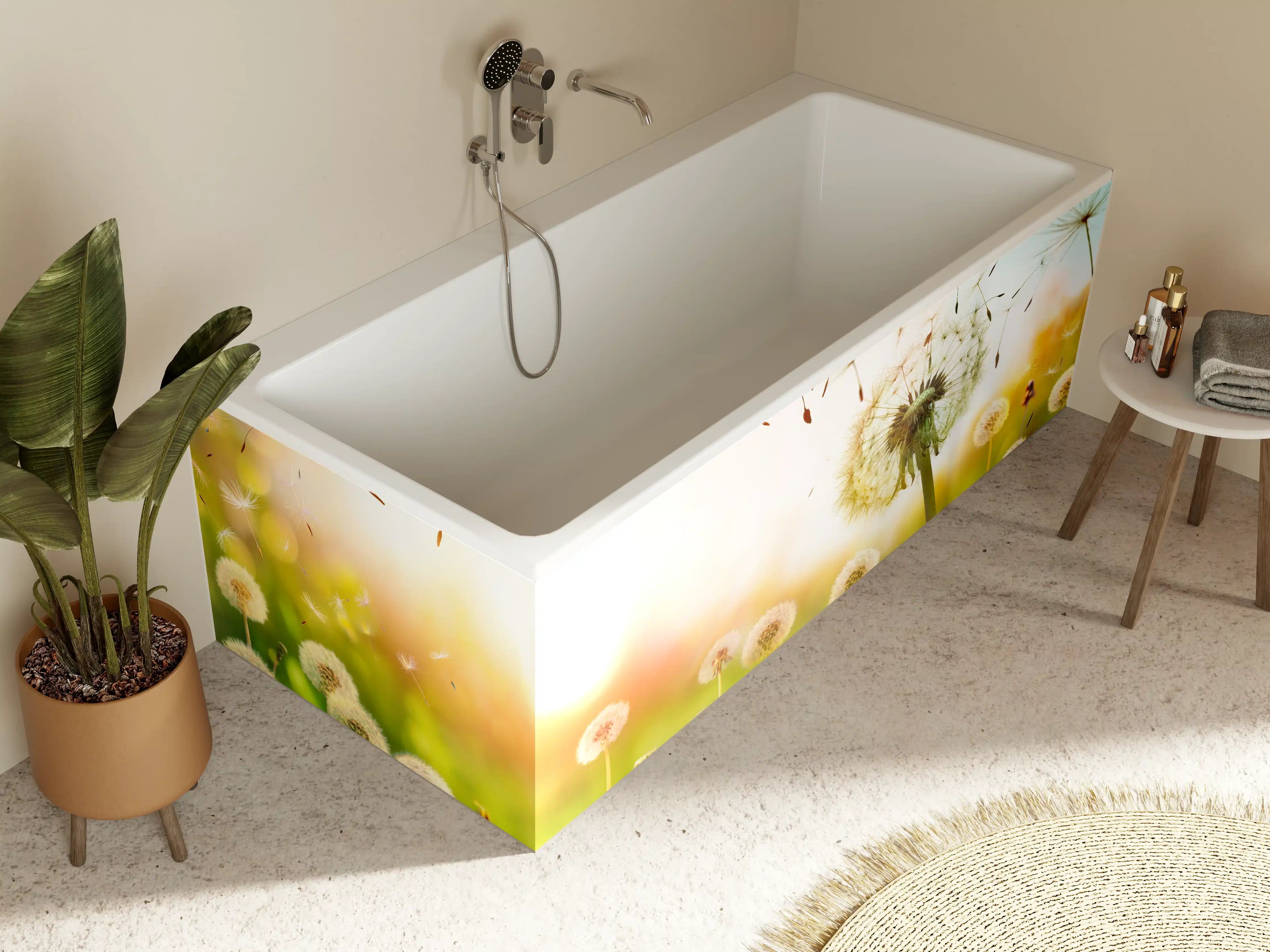 Badewannen-Rückwand - Pusteblumen im goldenen Licht