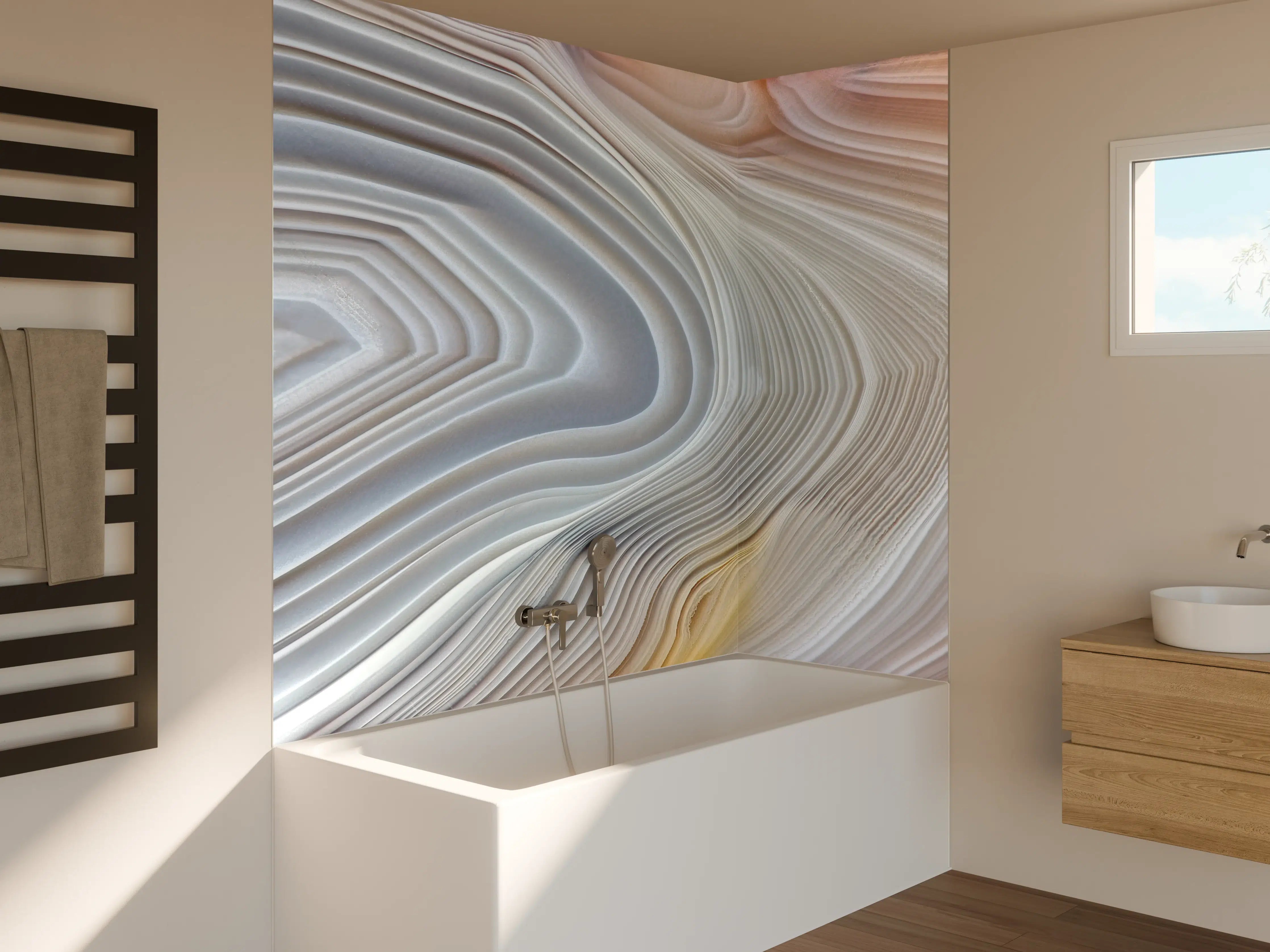Badewannen-Rückwand - Querschnitt eines Achatkristalls