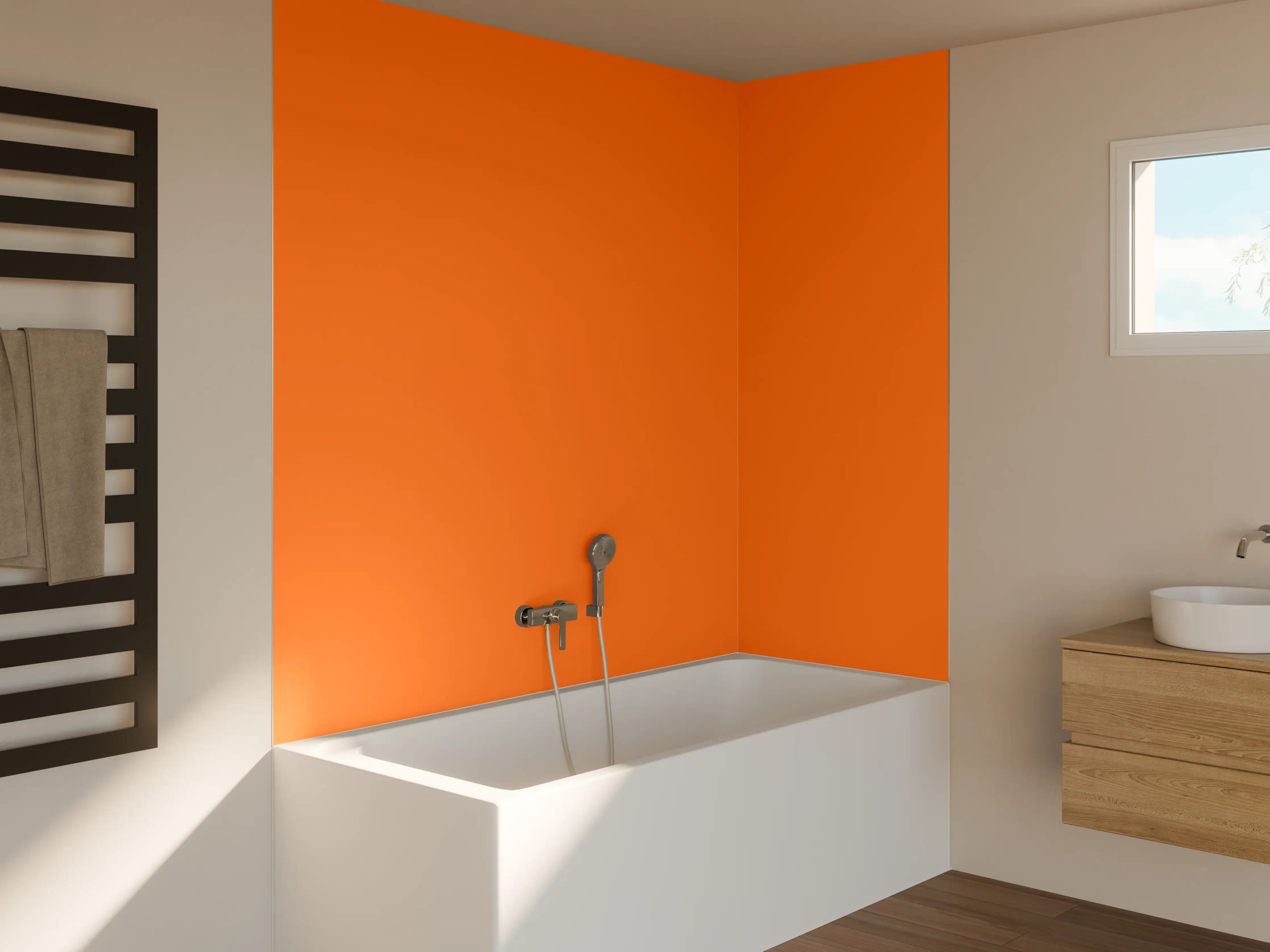 Badewannen-Rückwand - RAL 2008 (Leuchtendes Rot-Orange)