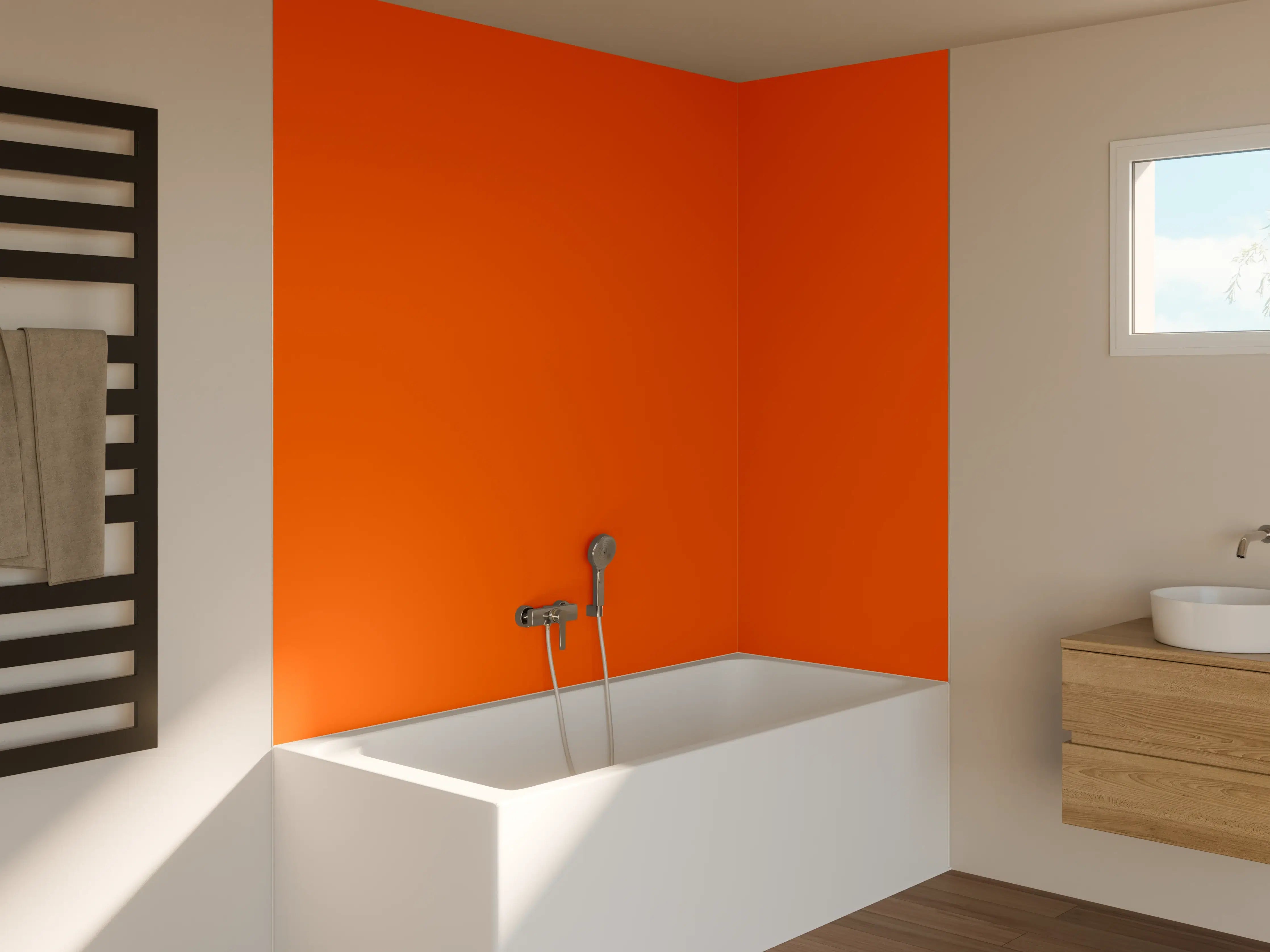 Badewannen-Rückwand - RAL 2009 (Verkehrsorange)
