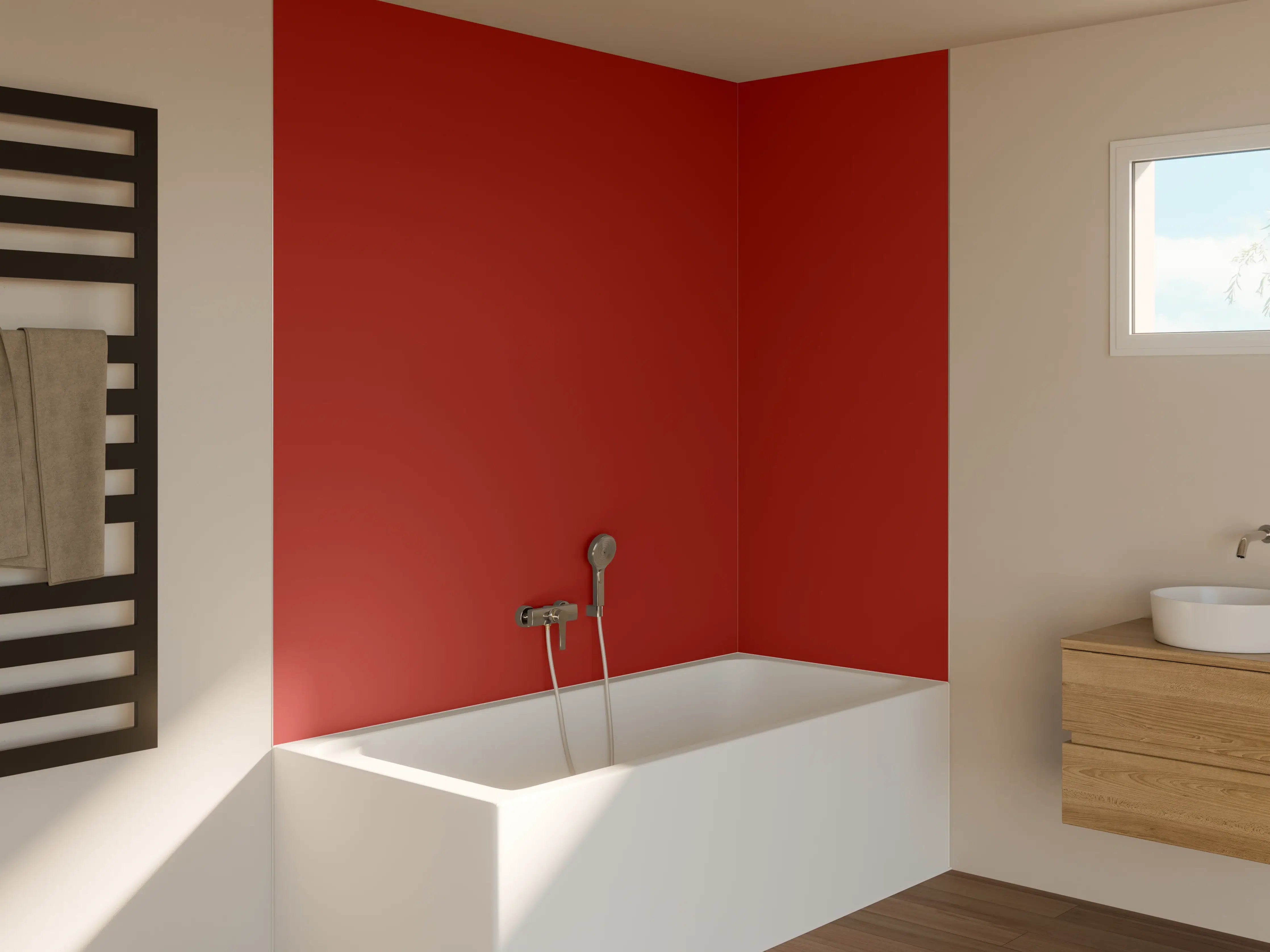 Badewannen-Rückwand - RAL 3013 (tomatenrot)