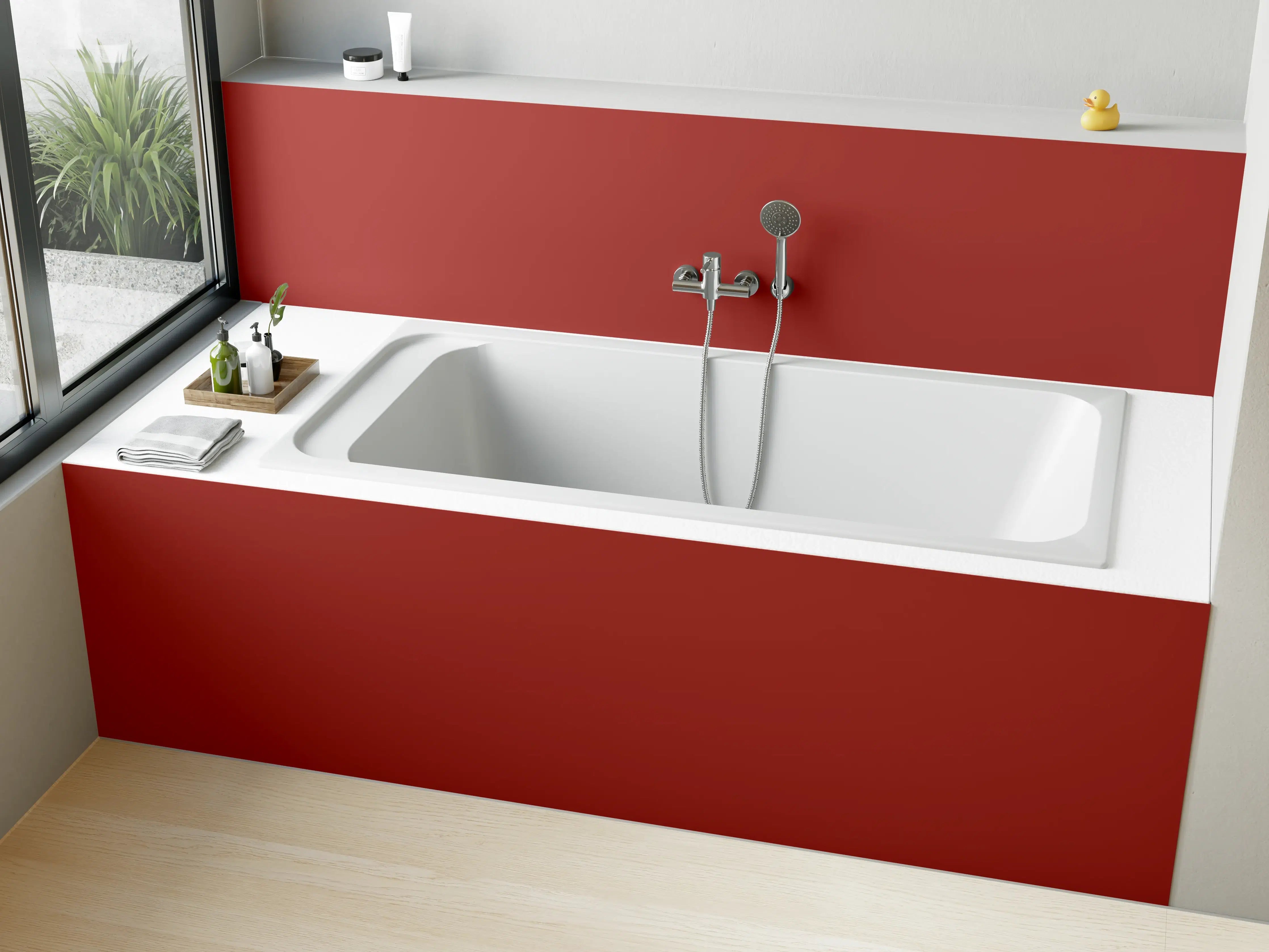 Badewannen-Rückwand - RAL 3013 (tomatenrot)