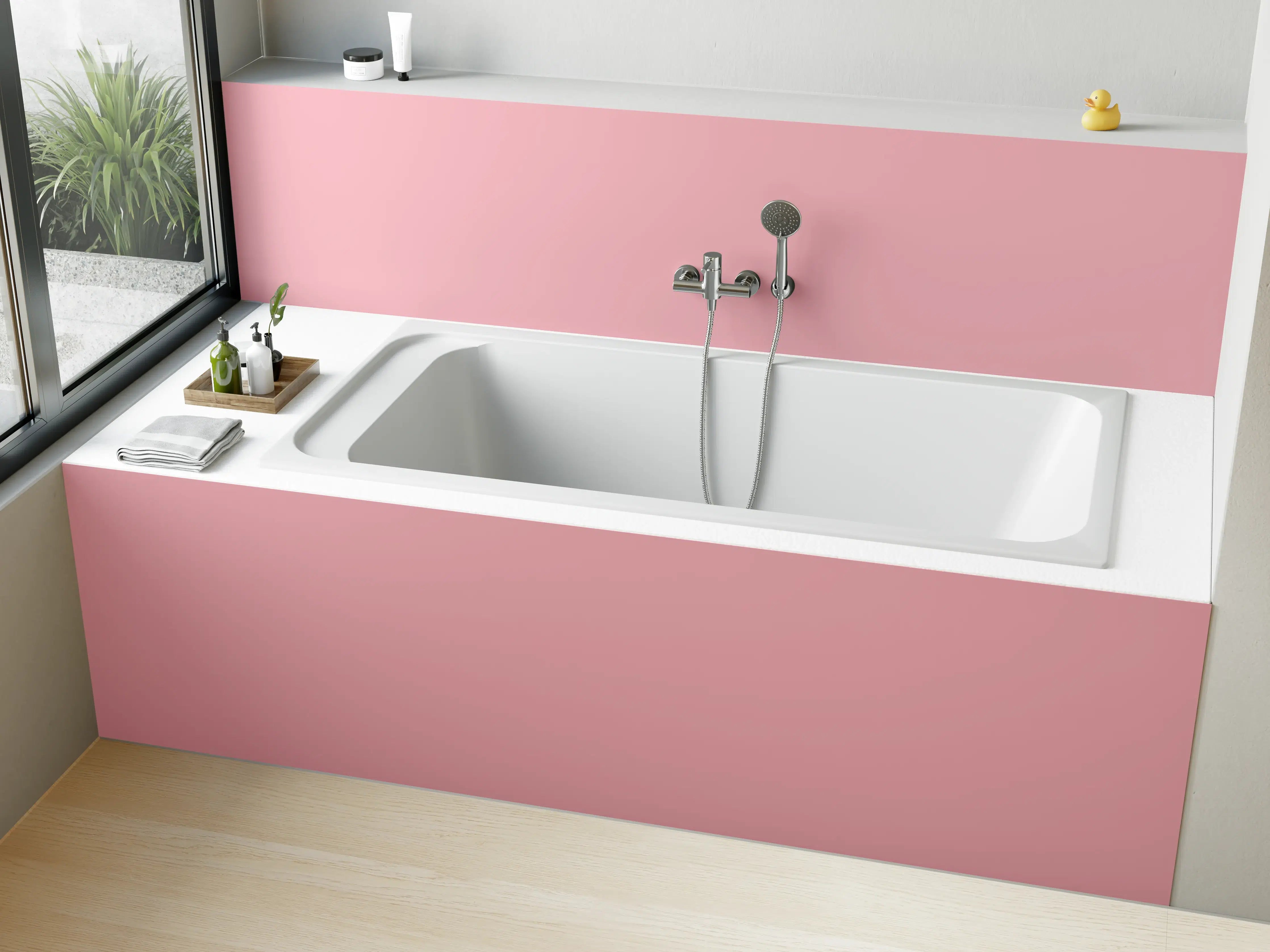 Badewannen-Rückwand - RAL 3015 (Hellrosa)