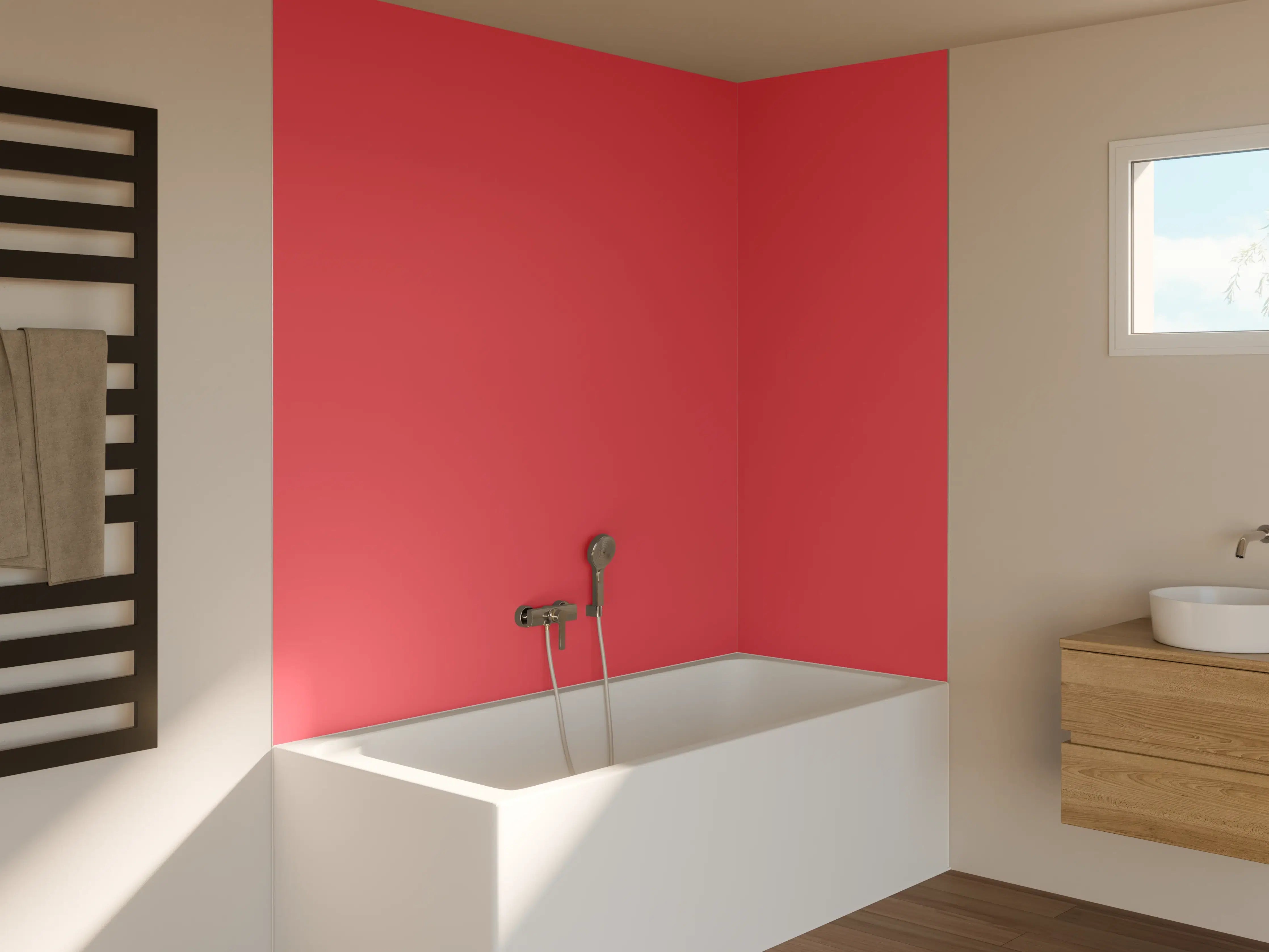 Badewannen-Rückwand - RAL 3017 (Rosa)