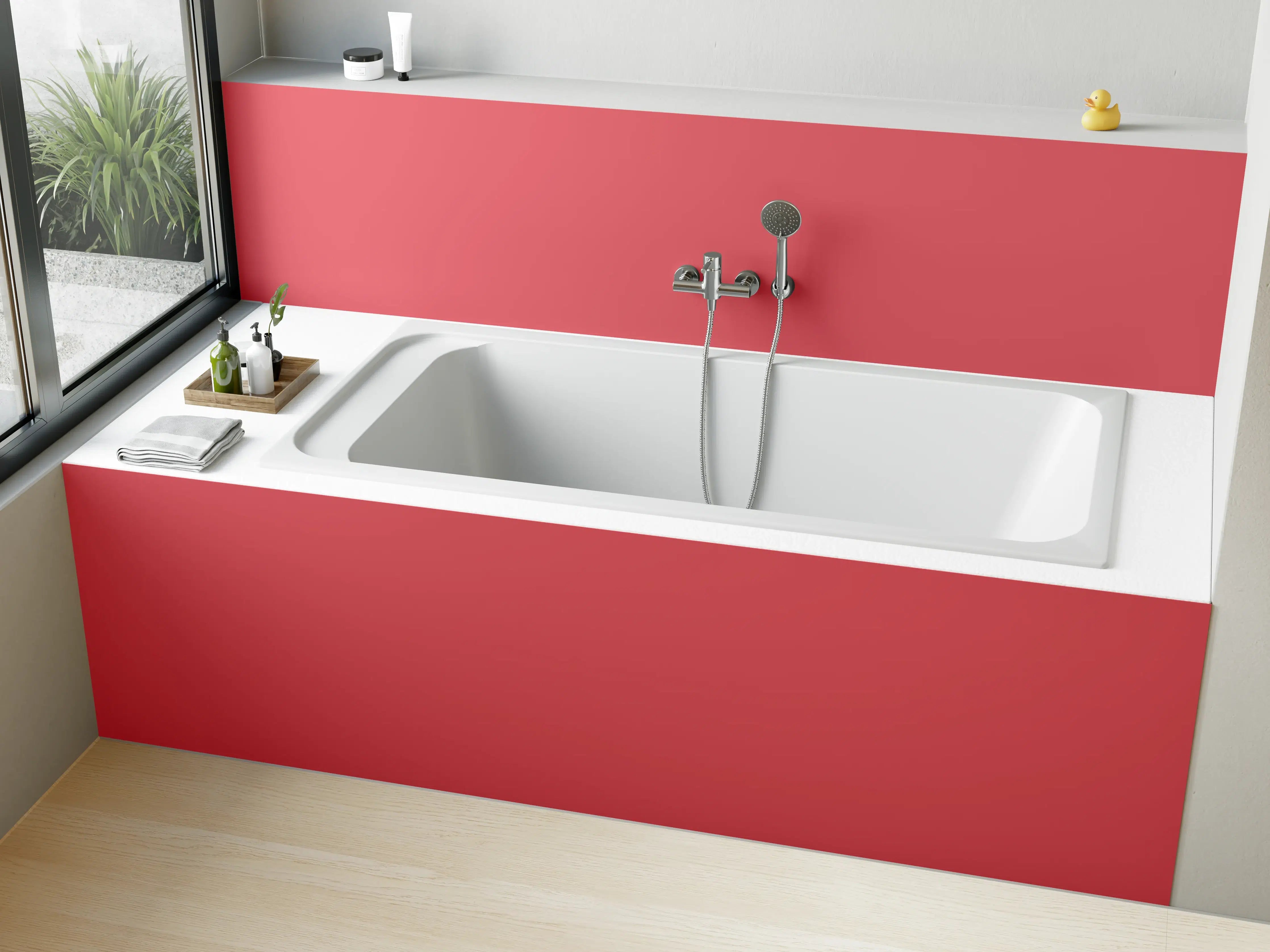 Badewannen-Rückwand - RAL 3017 (Rosa)