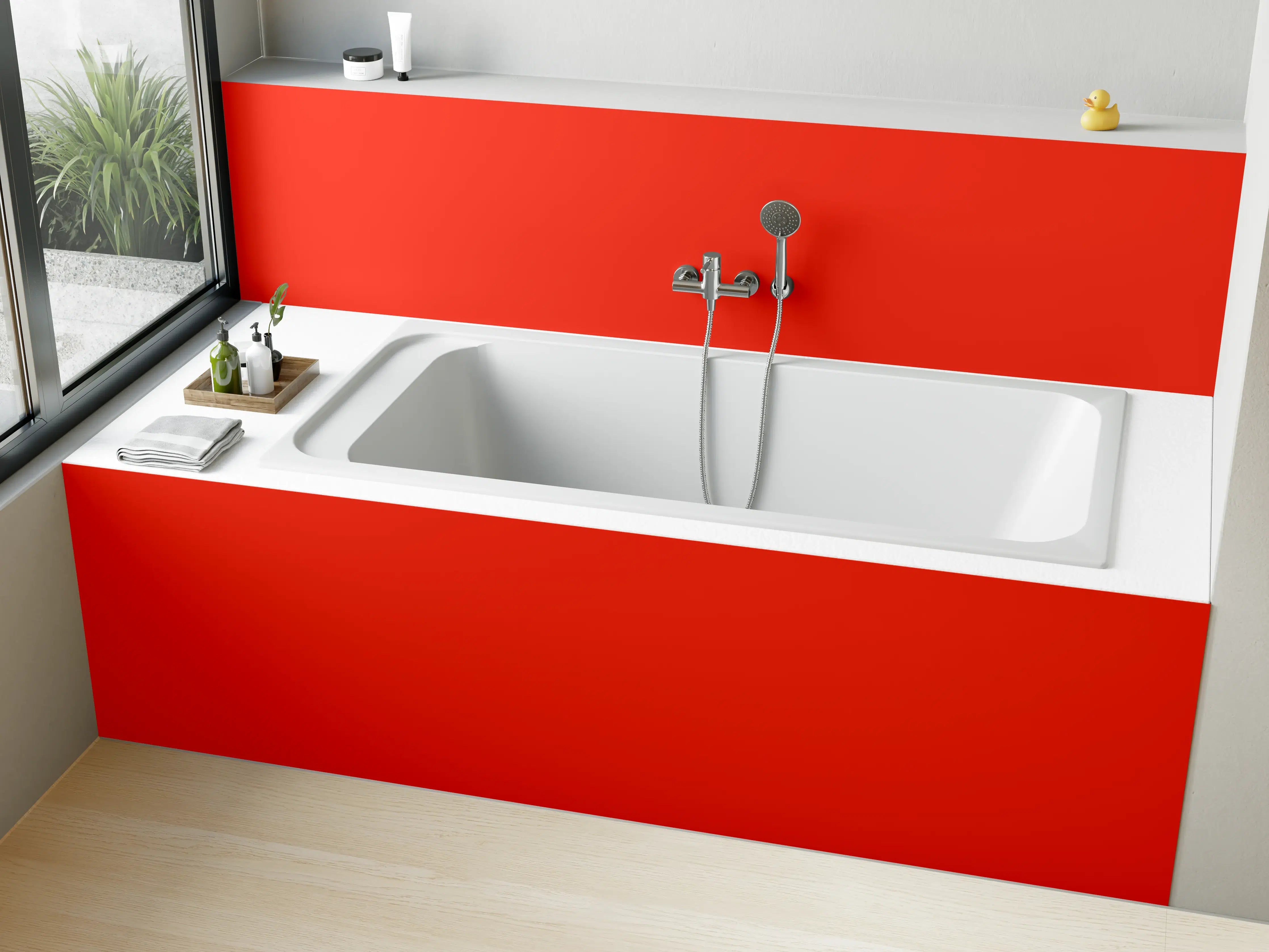 Badewannen-Rückwand - RAL 3028 (Reines Rot)