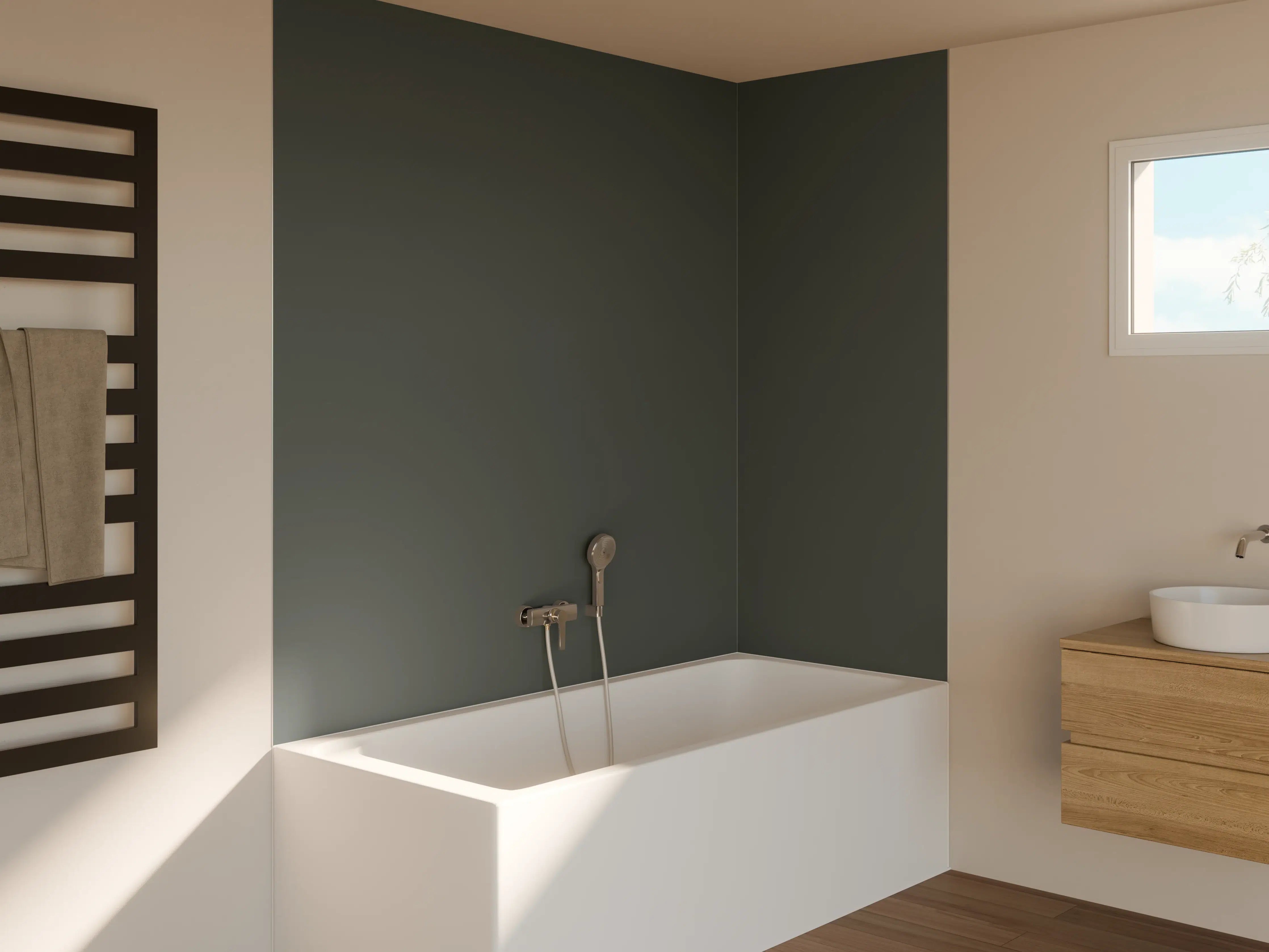 Badewannen-Rückwand - RAL 7043 (Verkehrsgrau B)