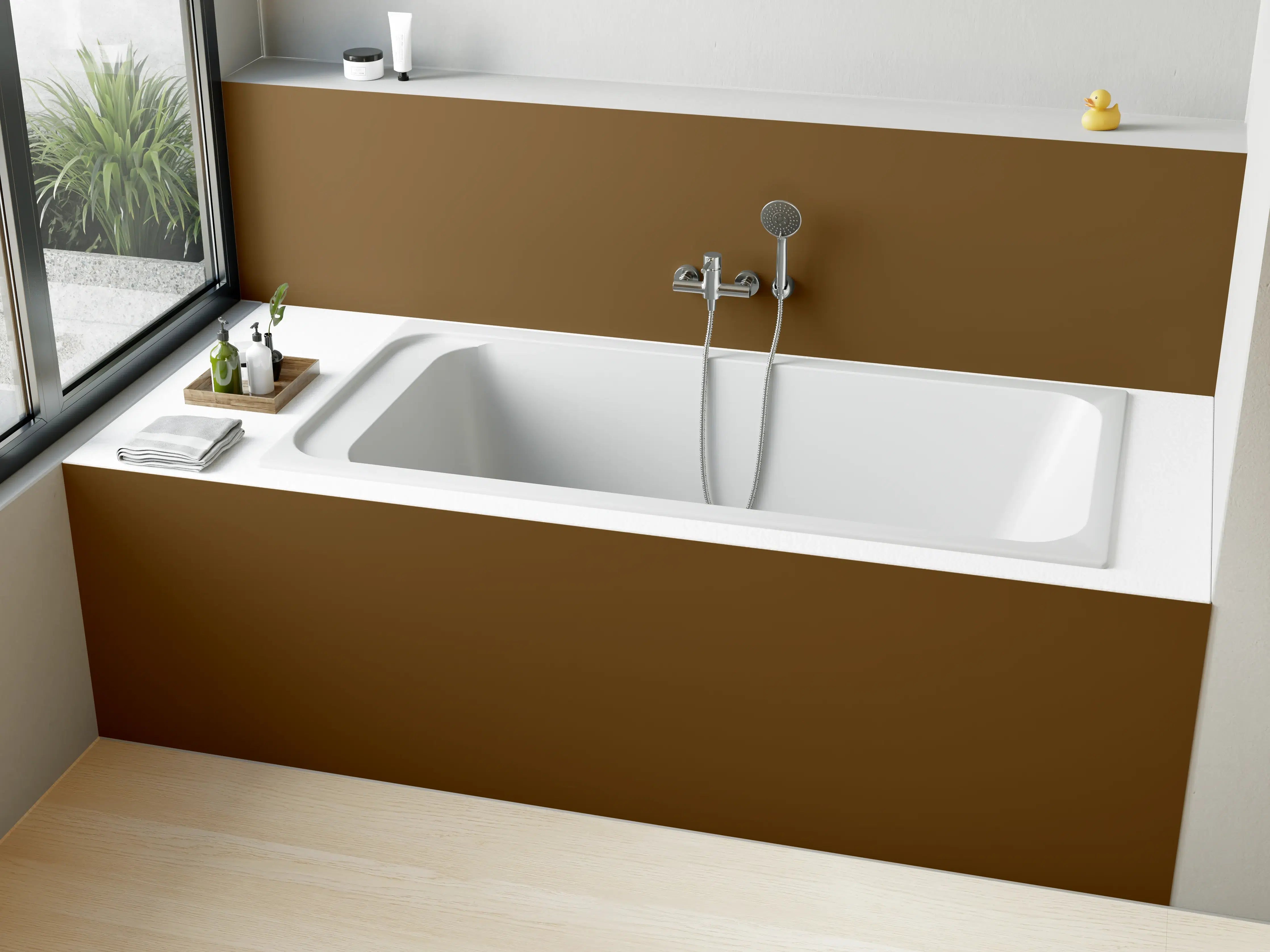 Badewannen-Rückwand - RAL 8008 (Olivbraun)